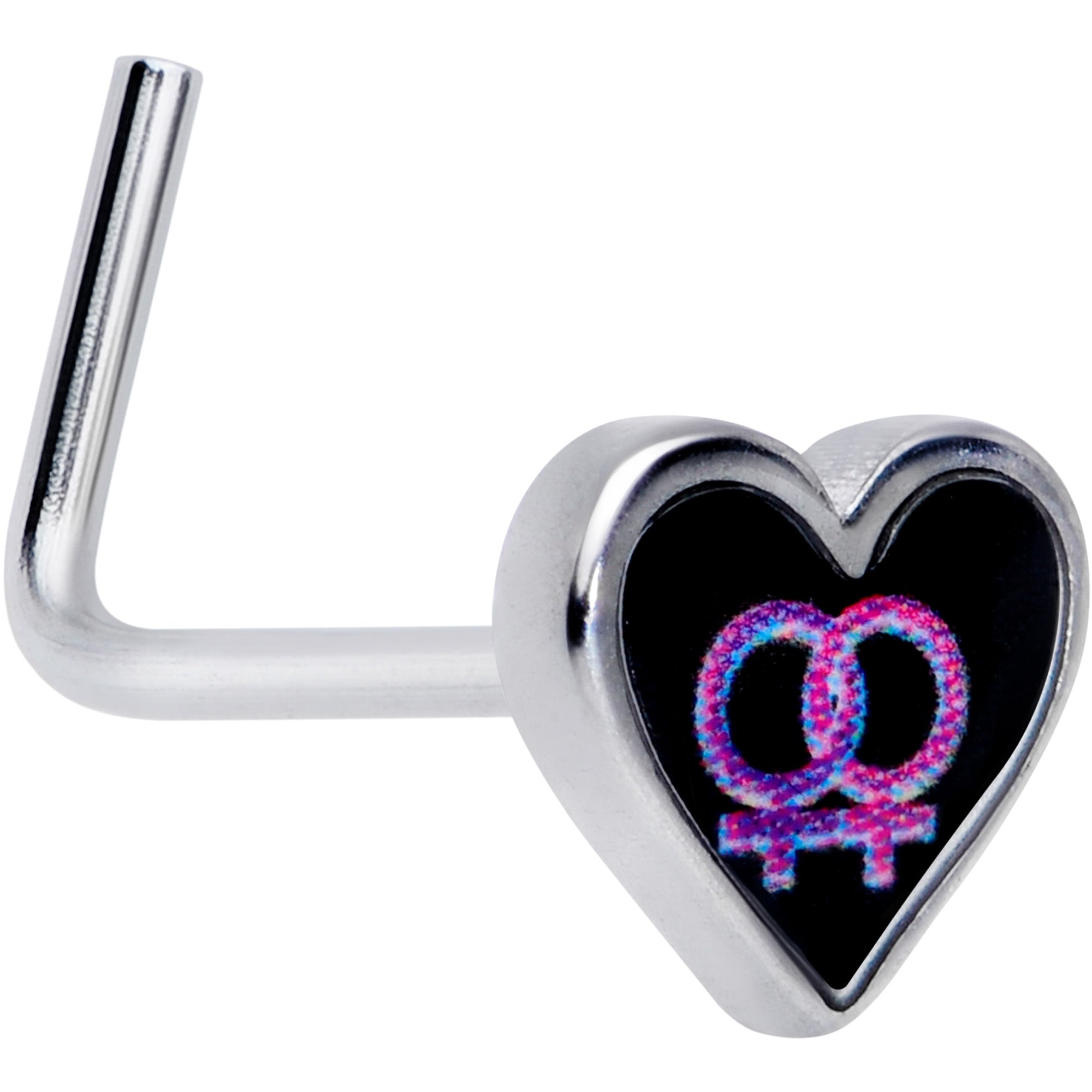 20 Gauge 5/16 Lesbian Love Heart L-Shaped Nose Ring