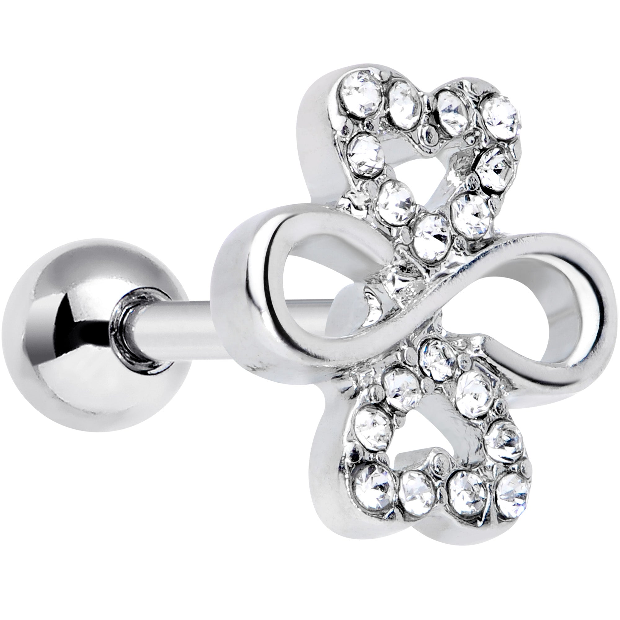 16 Gauge 1/4 Clear Gem Heart Shamrock St Patricks Day Cartilage Tragus