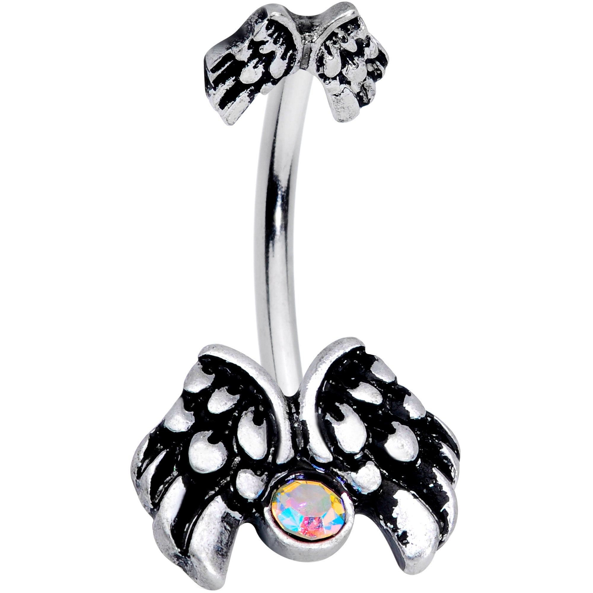 Aurora Gem Angel Wings Double Mount Belly Ring