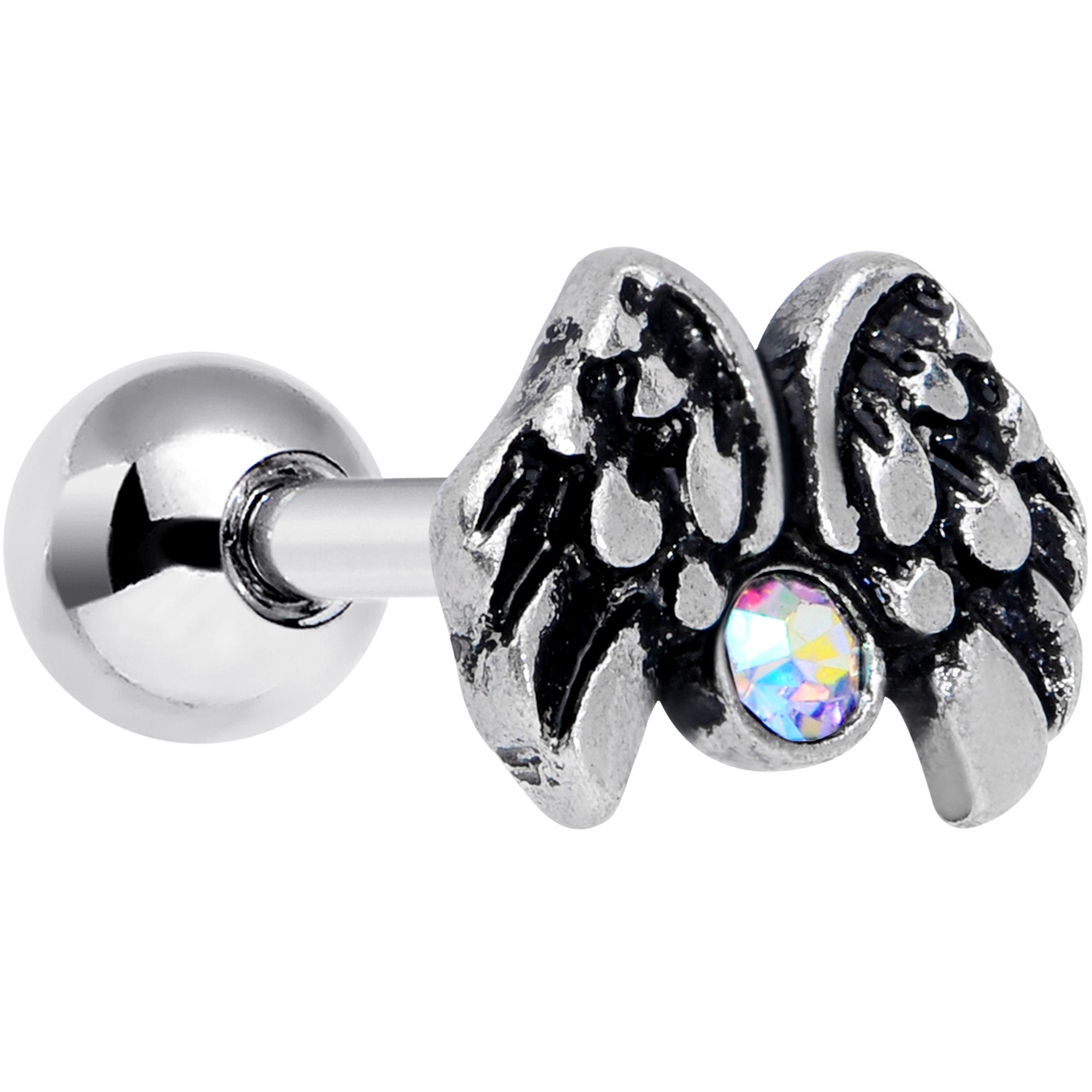 16 Gauge 1/4 Aurora Gem Angel Wings Cartilage Tragus Earring