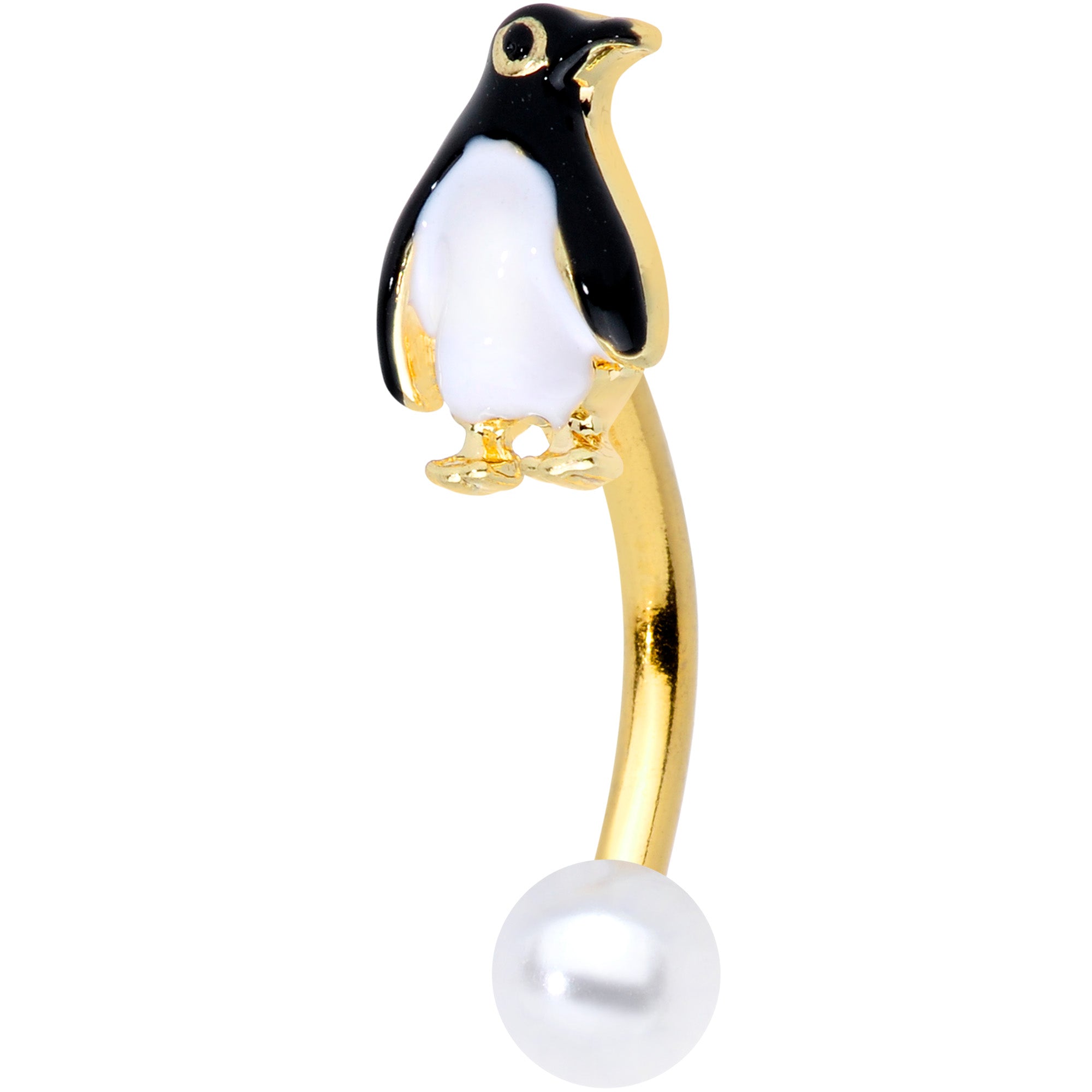 Gold Tone Winter Penguin Christmas Belly Ring Set of 3