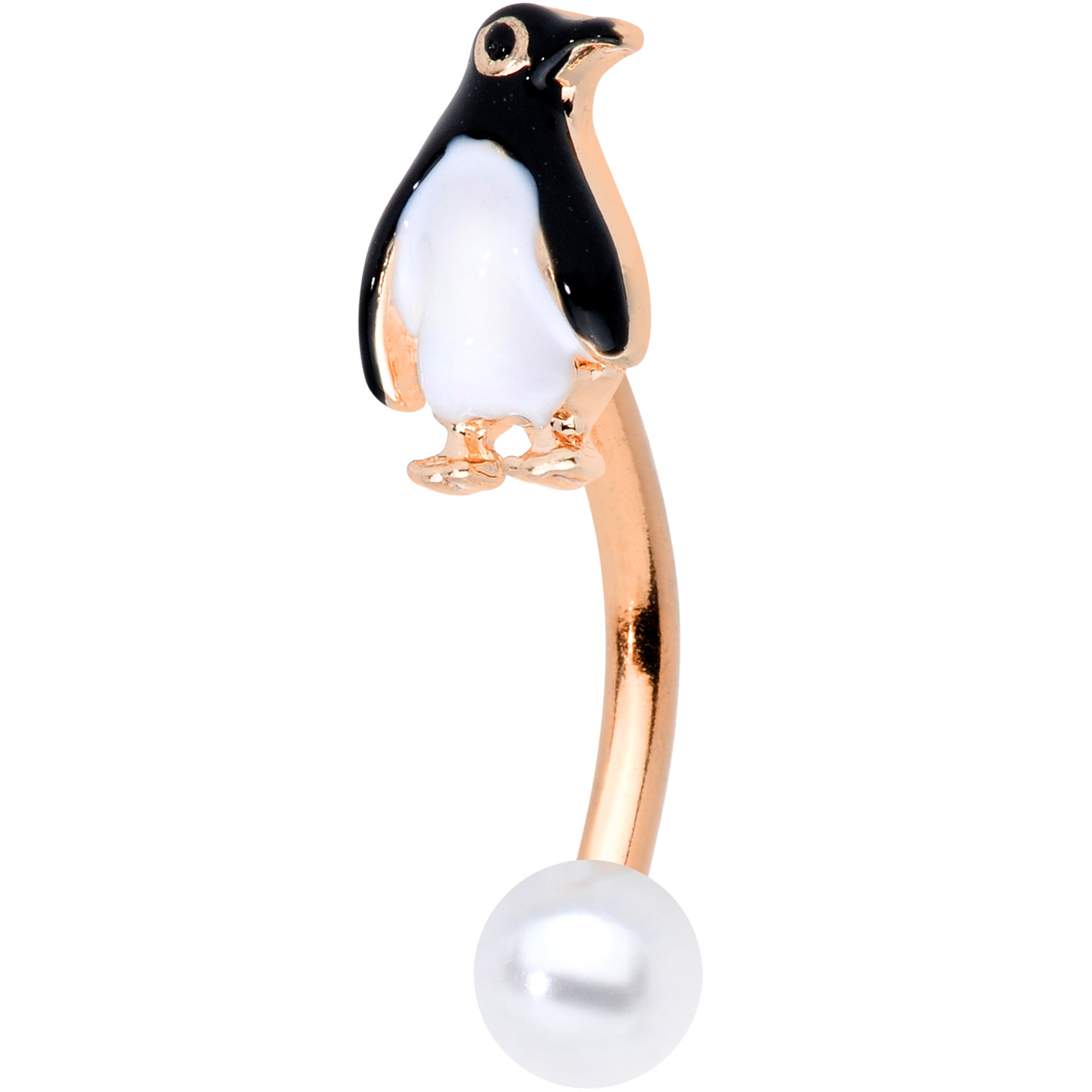 Rose Gold Tone Winter Penguin Christmas Belly Ring Set of 3