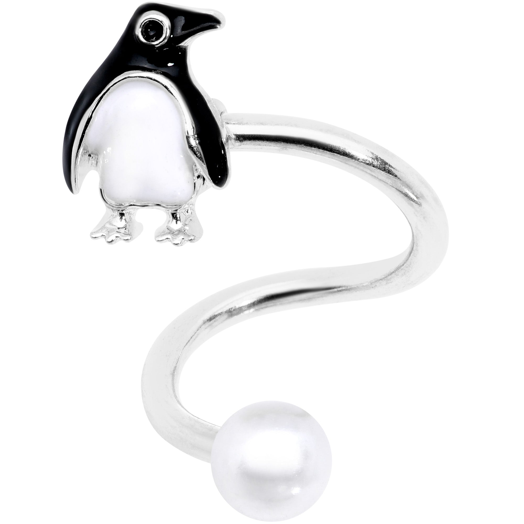 Winter Penguin Christmas Spiral Twister Belly Ring