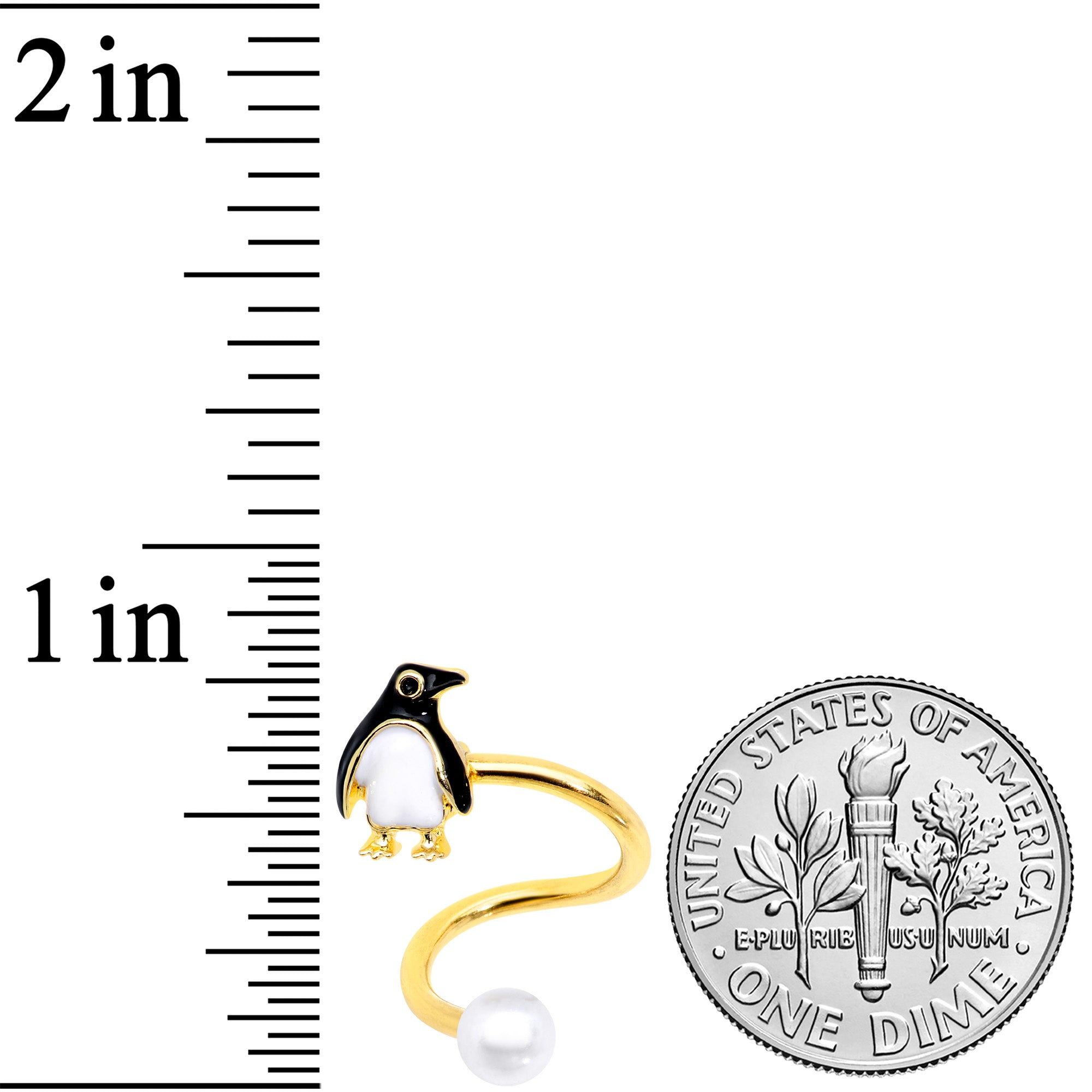 Gold Tone Winter Penguin Christmas Spiral Twister Belly Ring