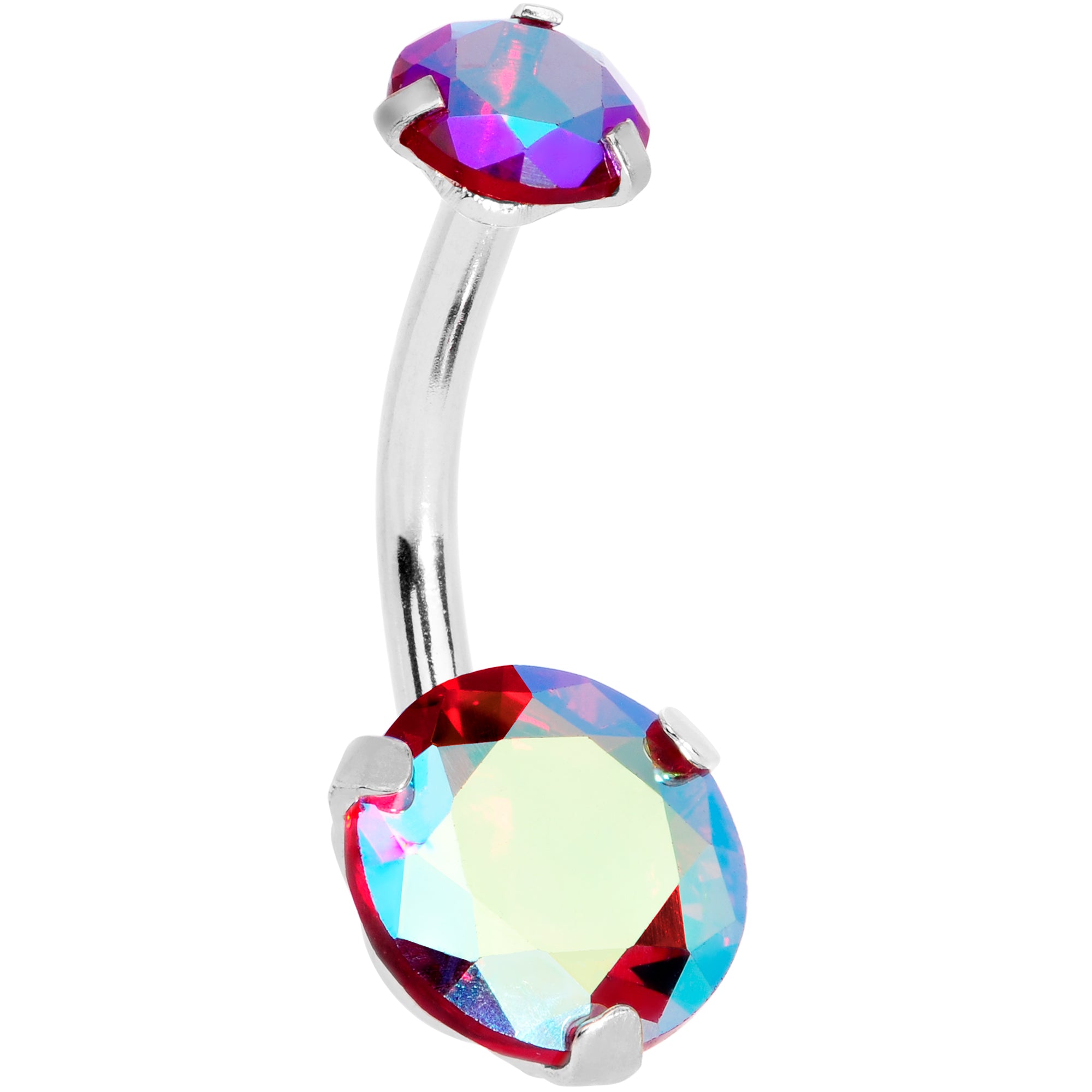 Red CZ Gem Duo Internally Threaded Belly Ring