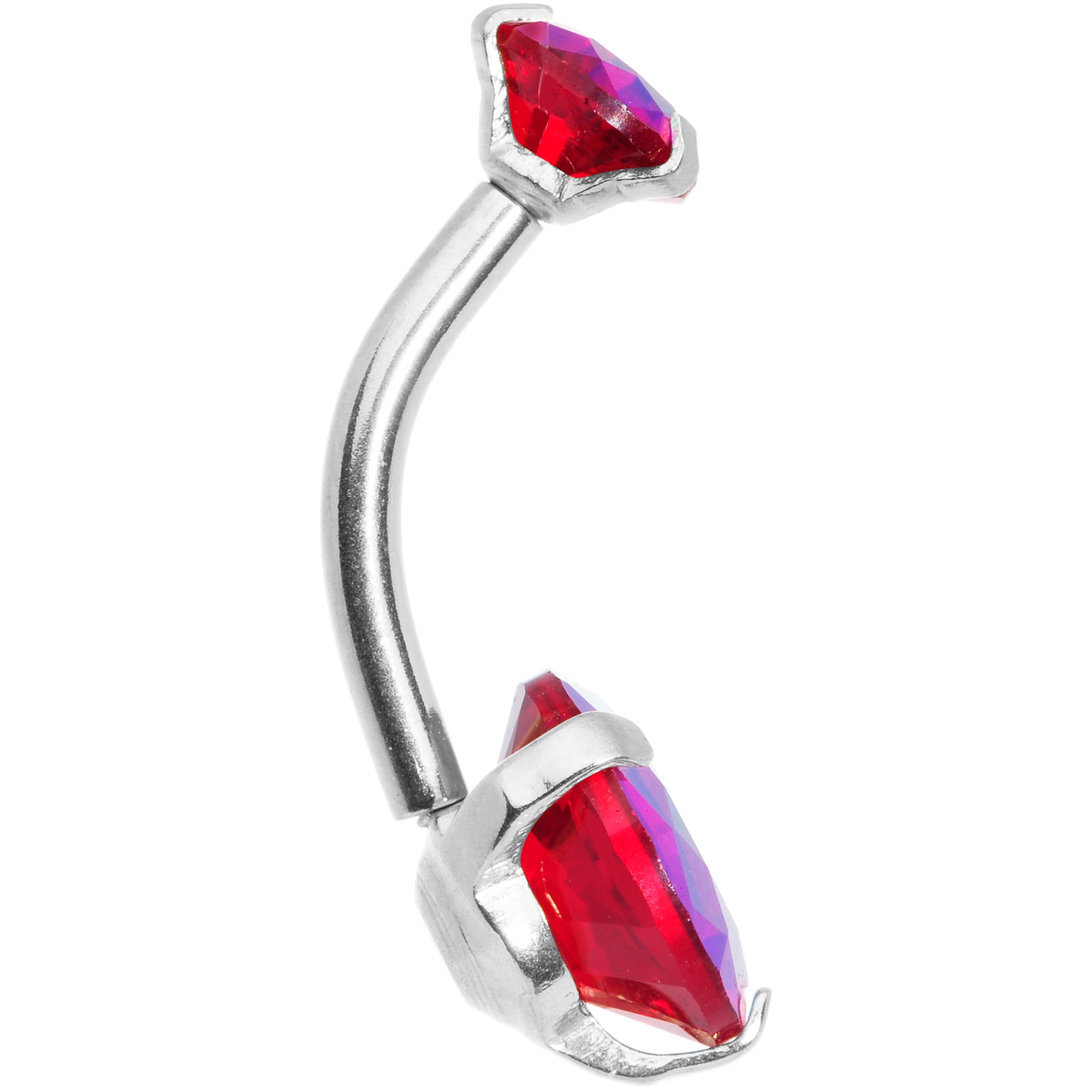 Red CZ Gem Duo Internally Threaded Belly Ring