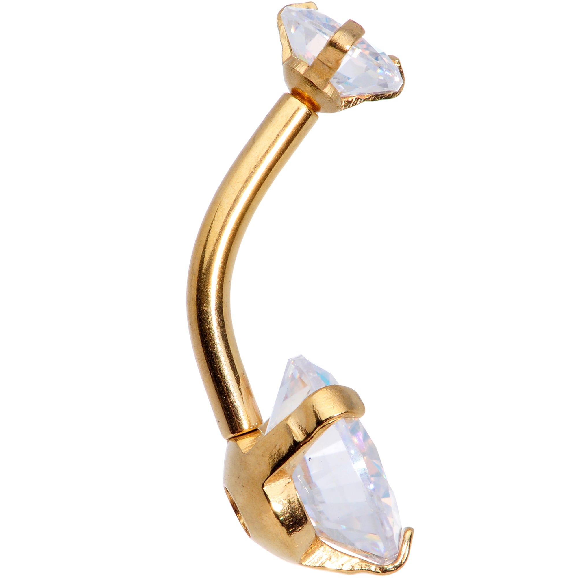 Aurora CZ Gem Gold Tone Duo Internally Threaded Belly Ring