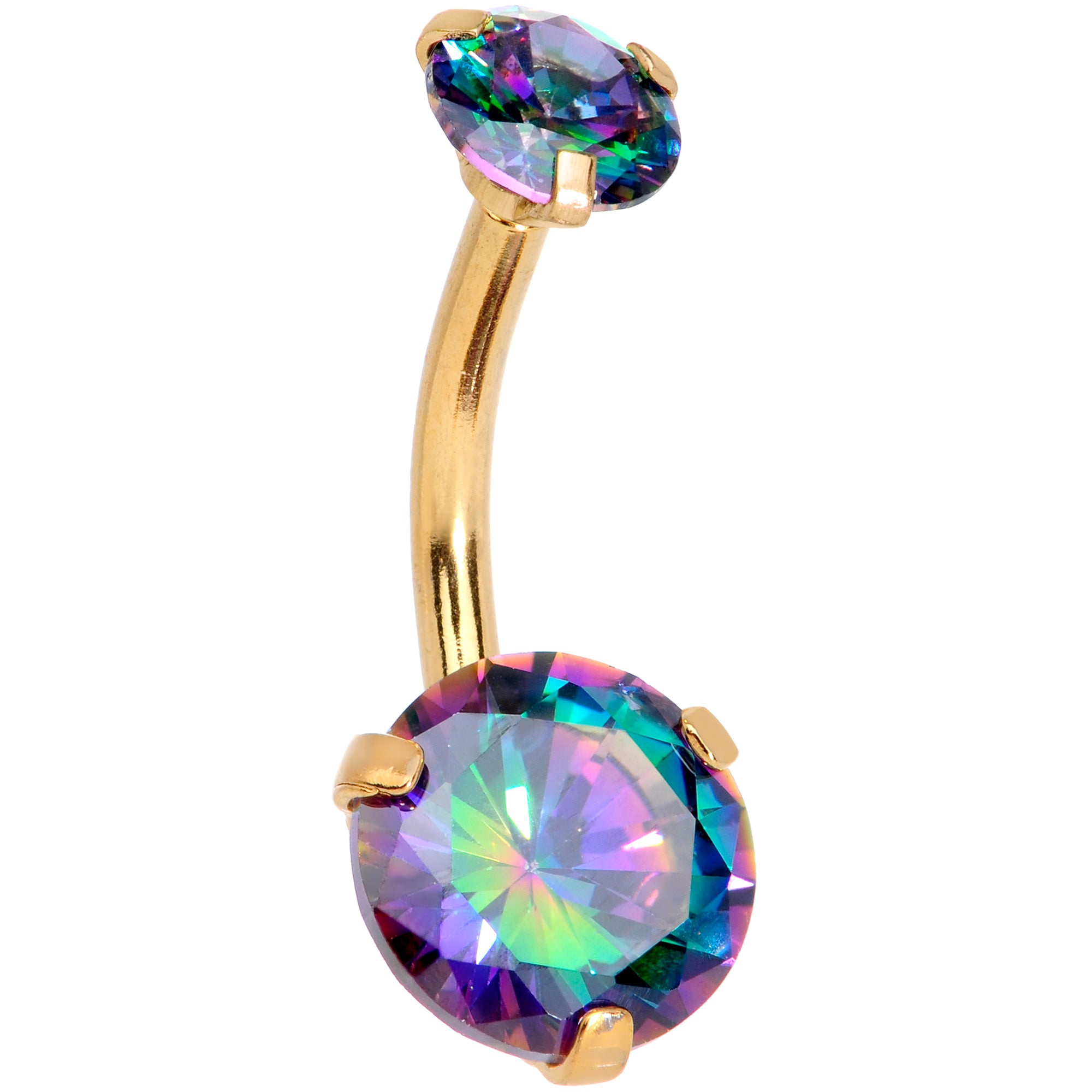 Vitrail CZ Gem Gold Tone Duo Internally Threaded Belly Ring