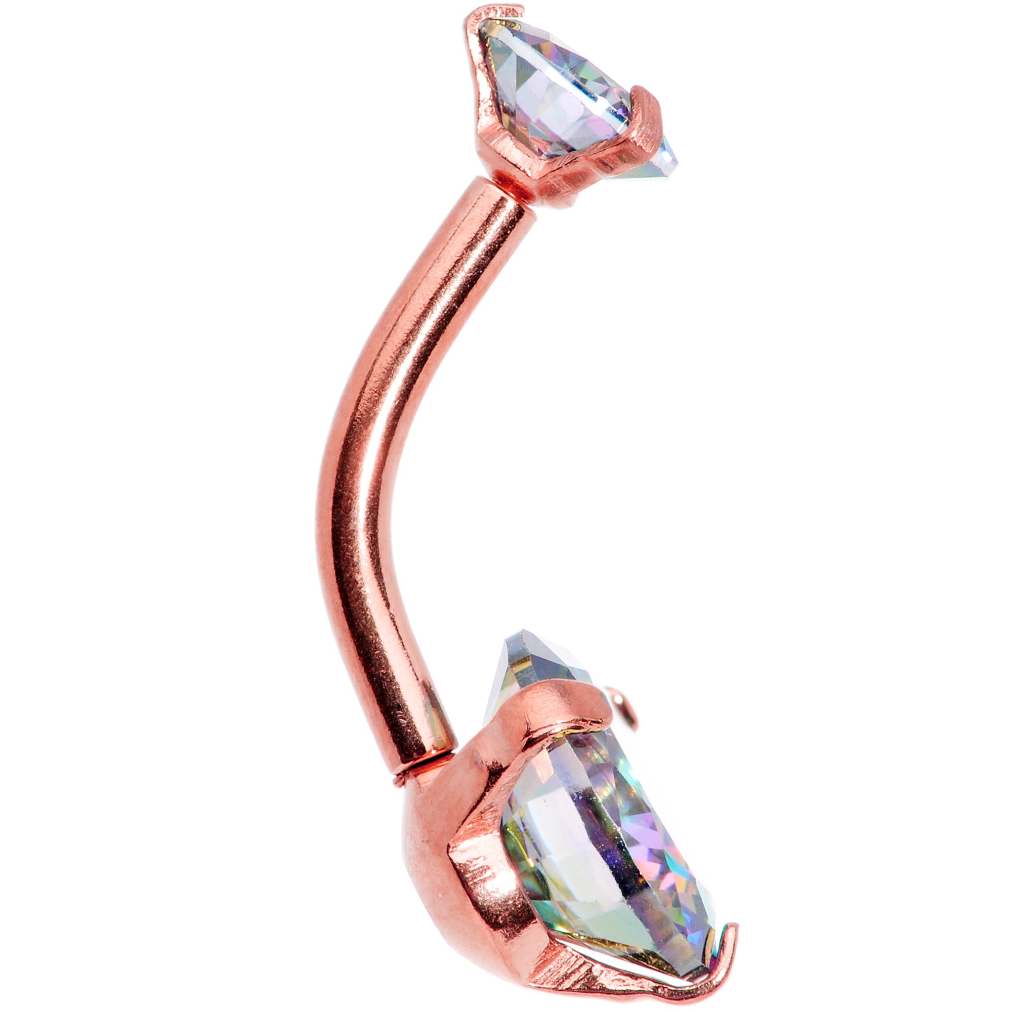 Vitrail CZ Gem Rose Gold Tone Duo Internally Threaded Belly Ring