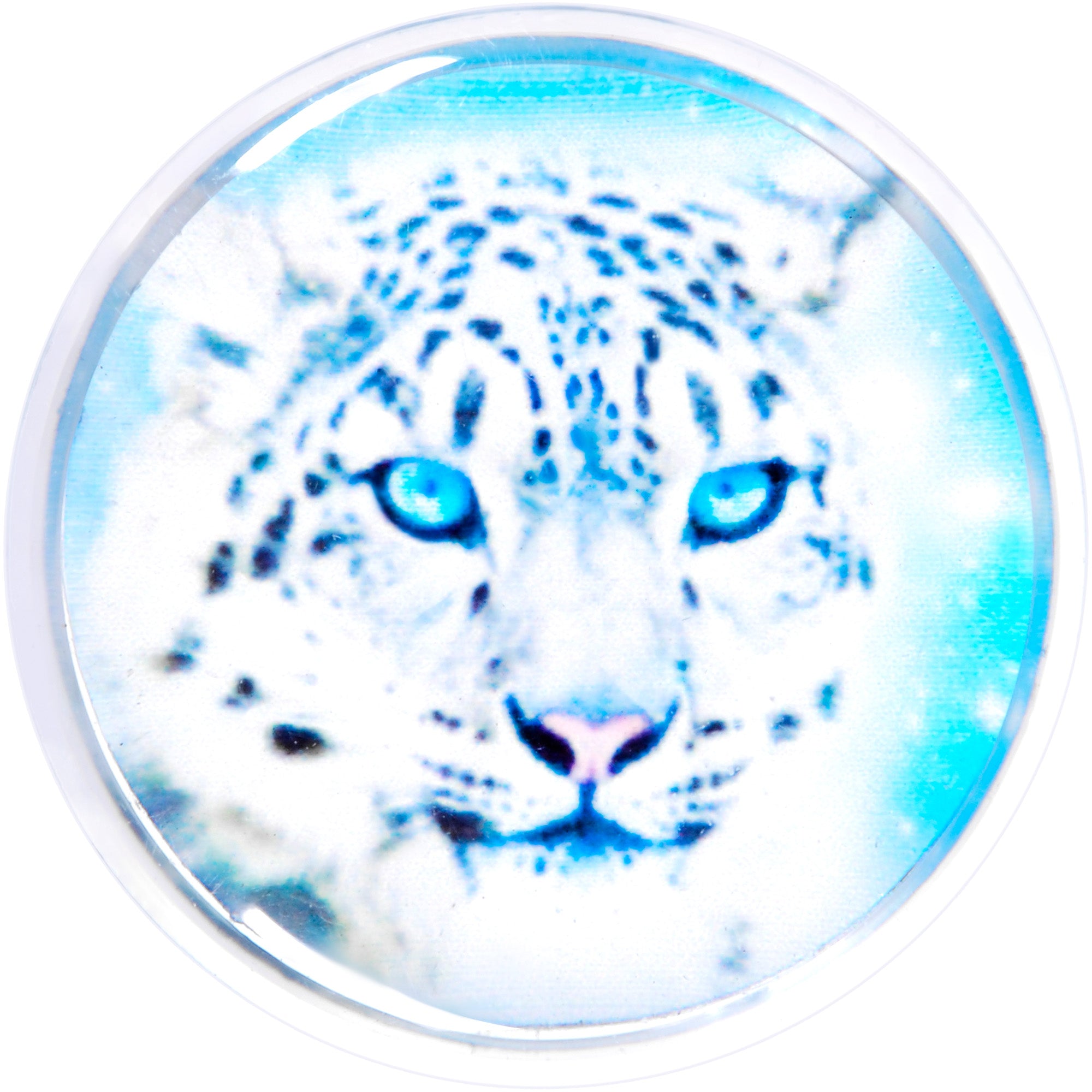 Clear Blue Acrylic Animal Cheetah Saddle Plug Set 2 Gauge to 1 Inch