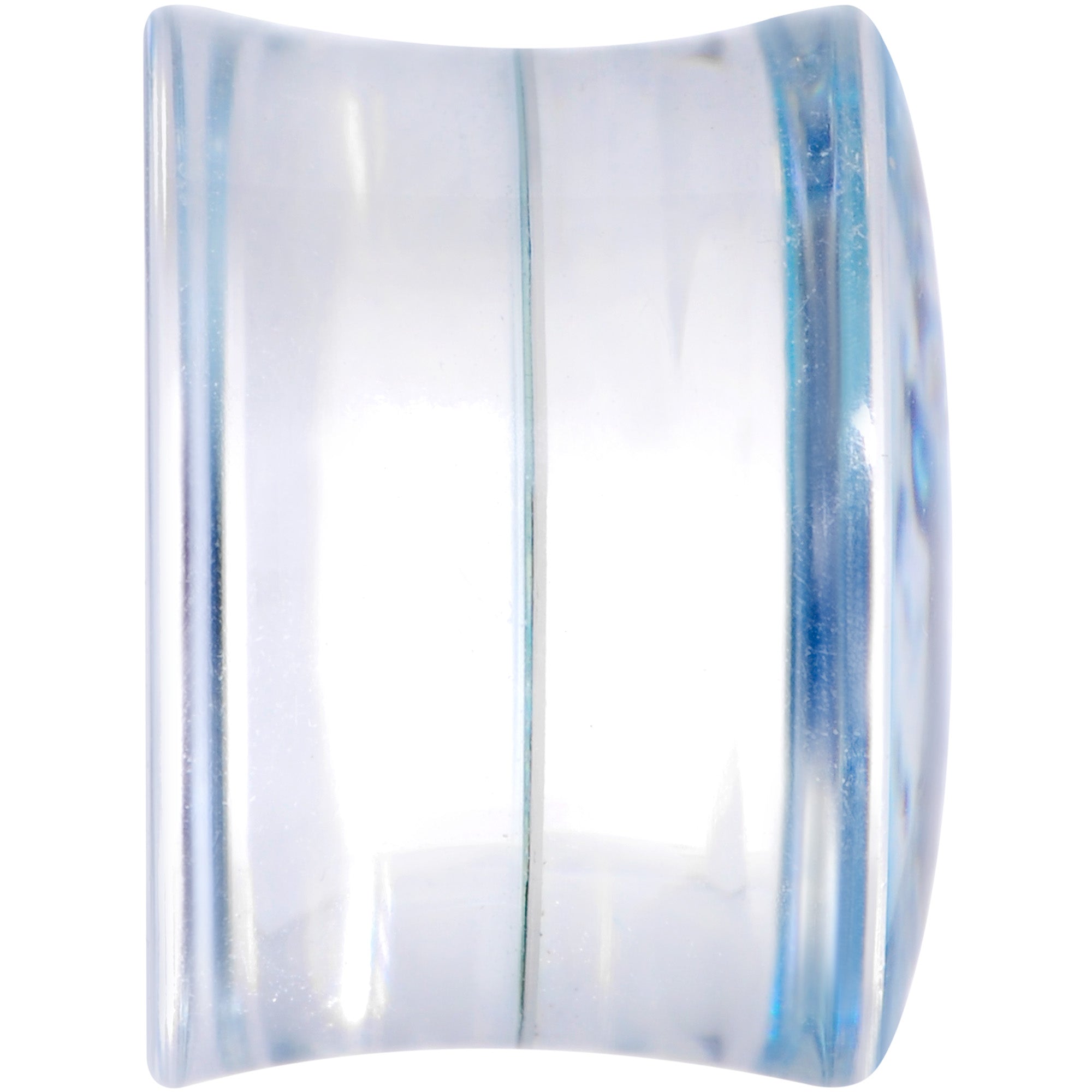 Clear Blue Acrylic Animal Cheetah Saddle Plug Set 2 Gauge to 1 Inch