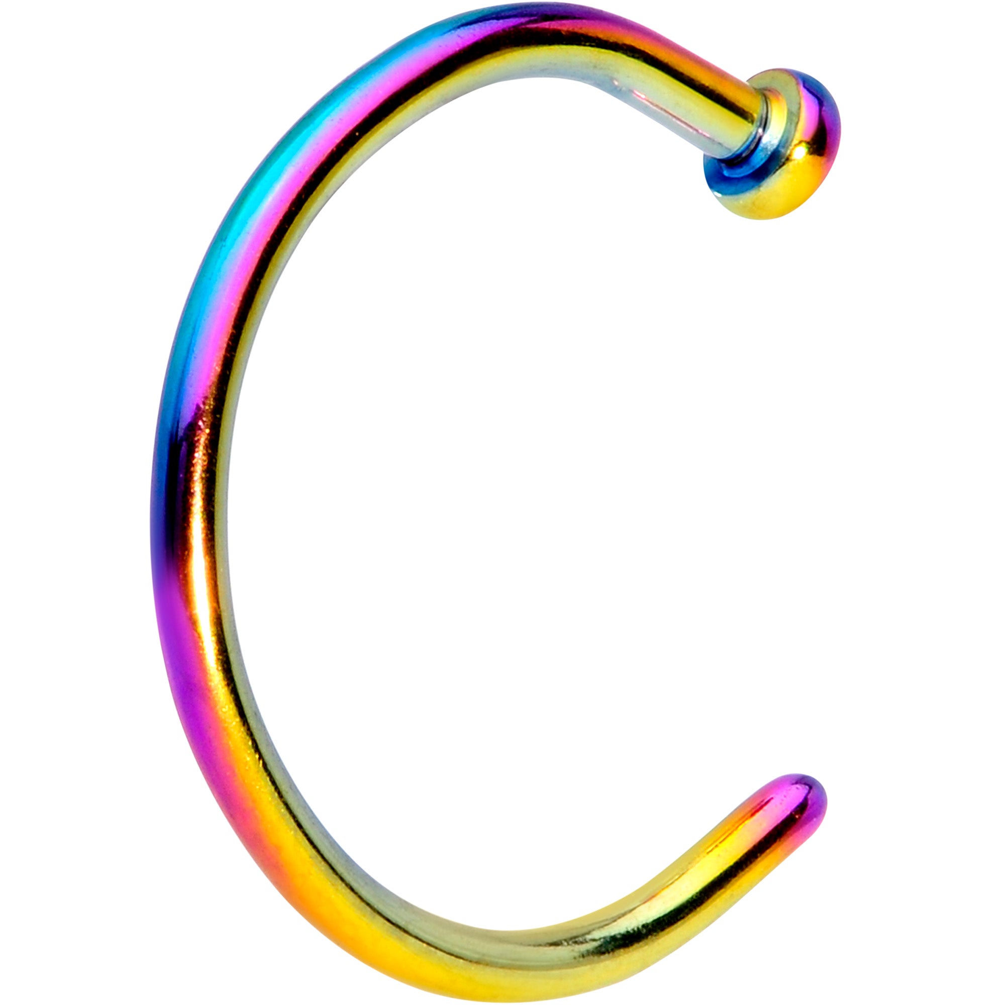 18 Gauge 3/8 Rainbow PVD Implant Grade Titanium Disc Nose Hoop