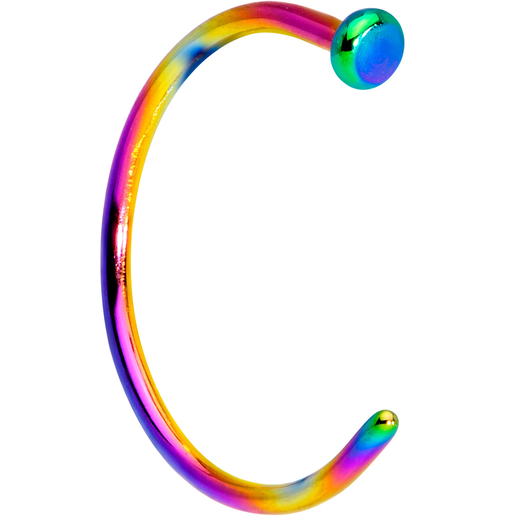 20 Gauge 3/8 Rainbow PVD Implant Grade Titanium Disc Nose Hoop