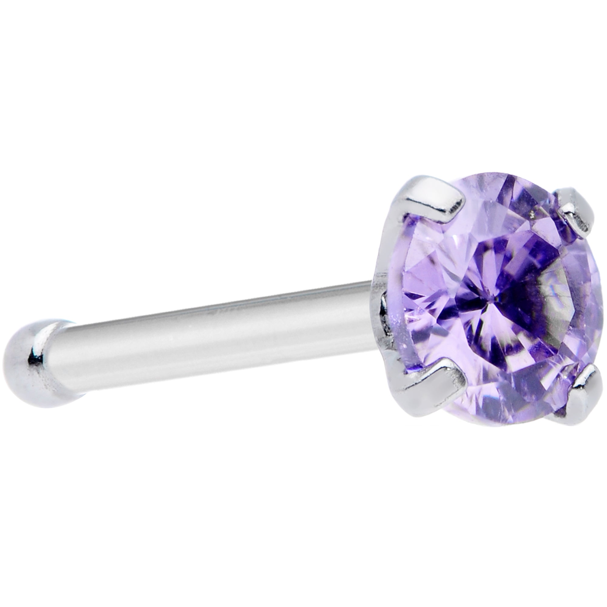 20 Gauge 1/4 Purple 3mm Gem Nose Bone