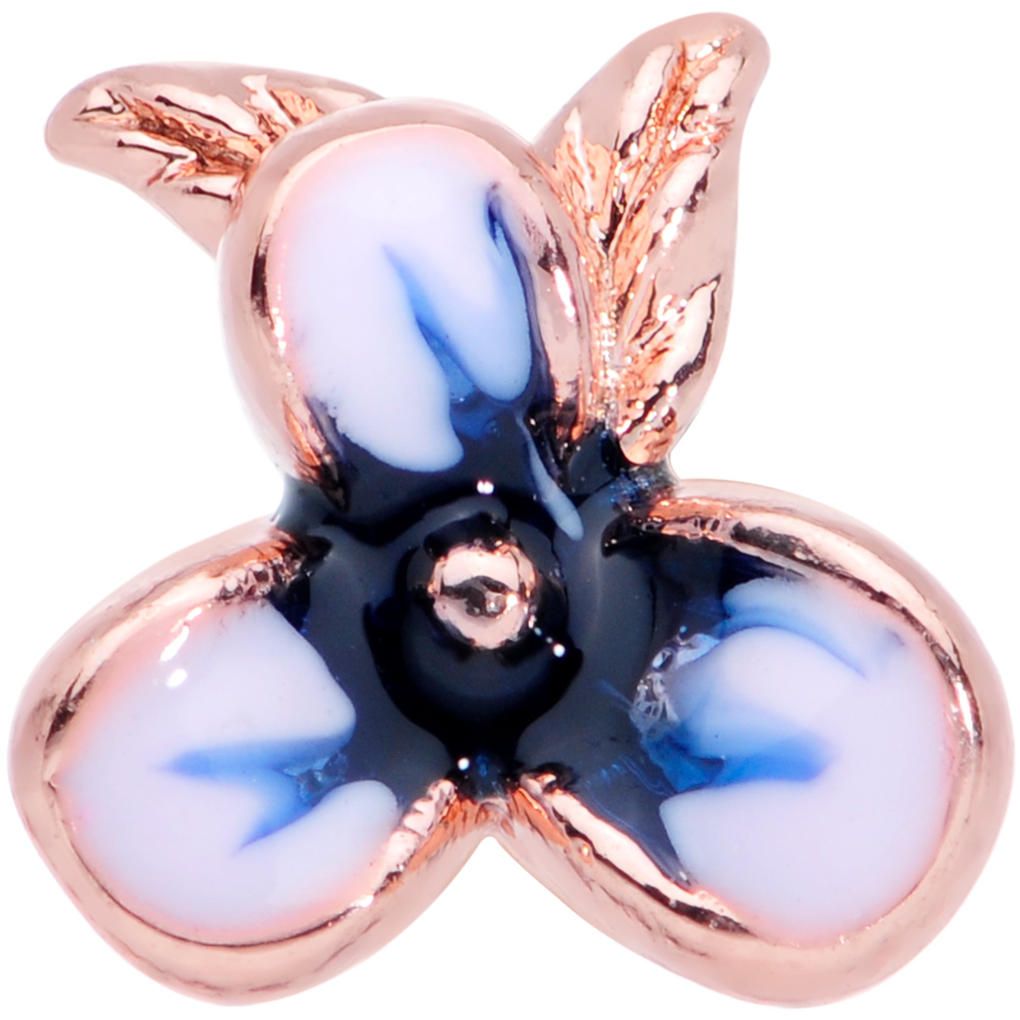 16 Gauge 1/4 Rose Gold Tone Tropical Flower Cartilage Tragus