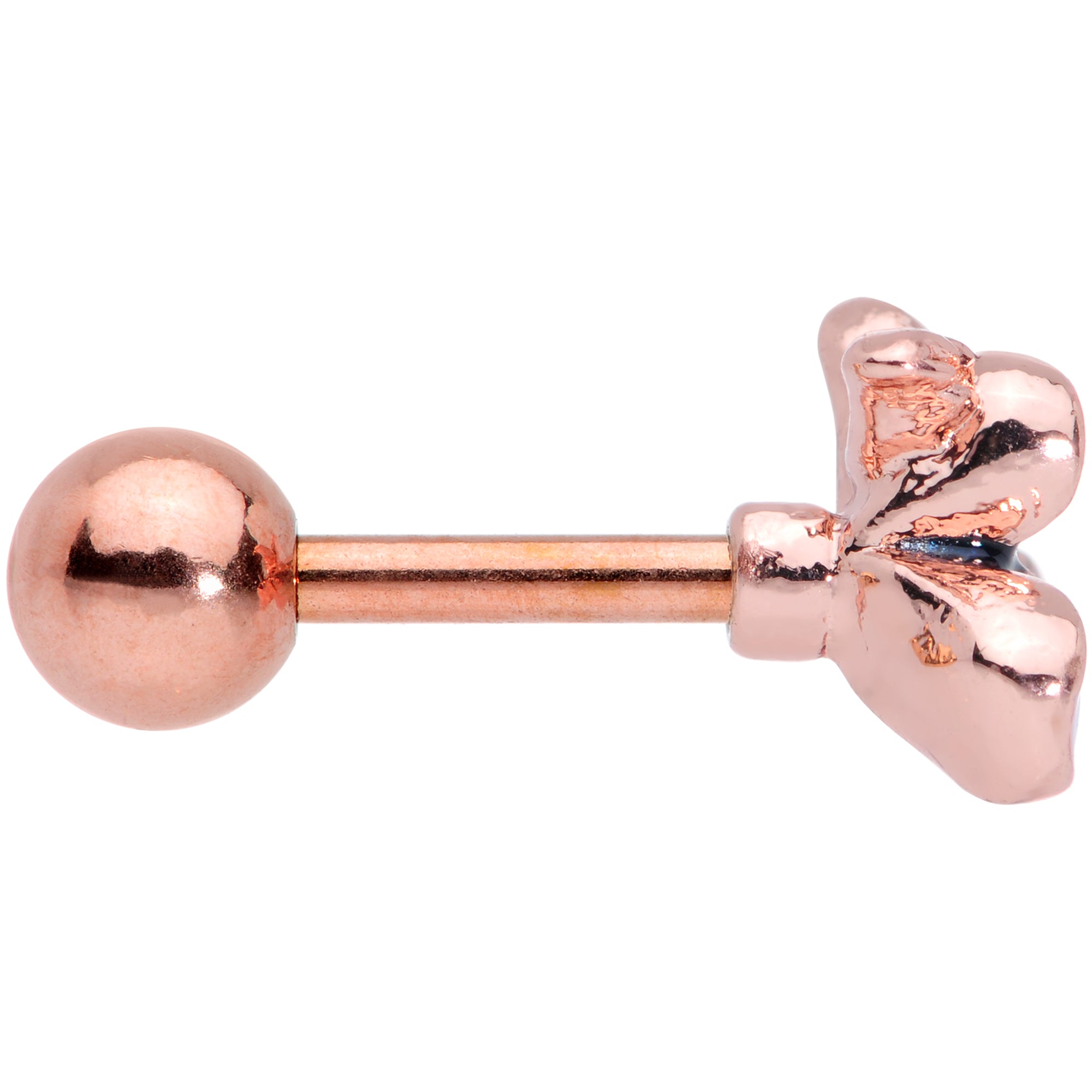 16 Gauge 1/4 Rose Gold Tone Tropical Flower Cartilage Tragus