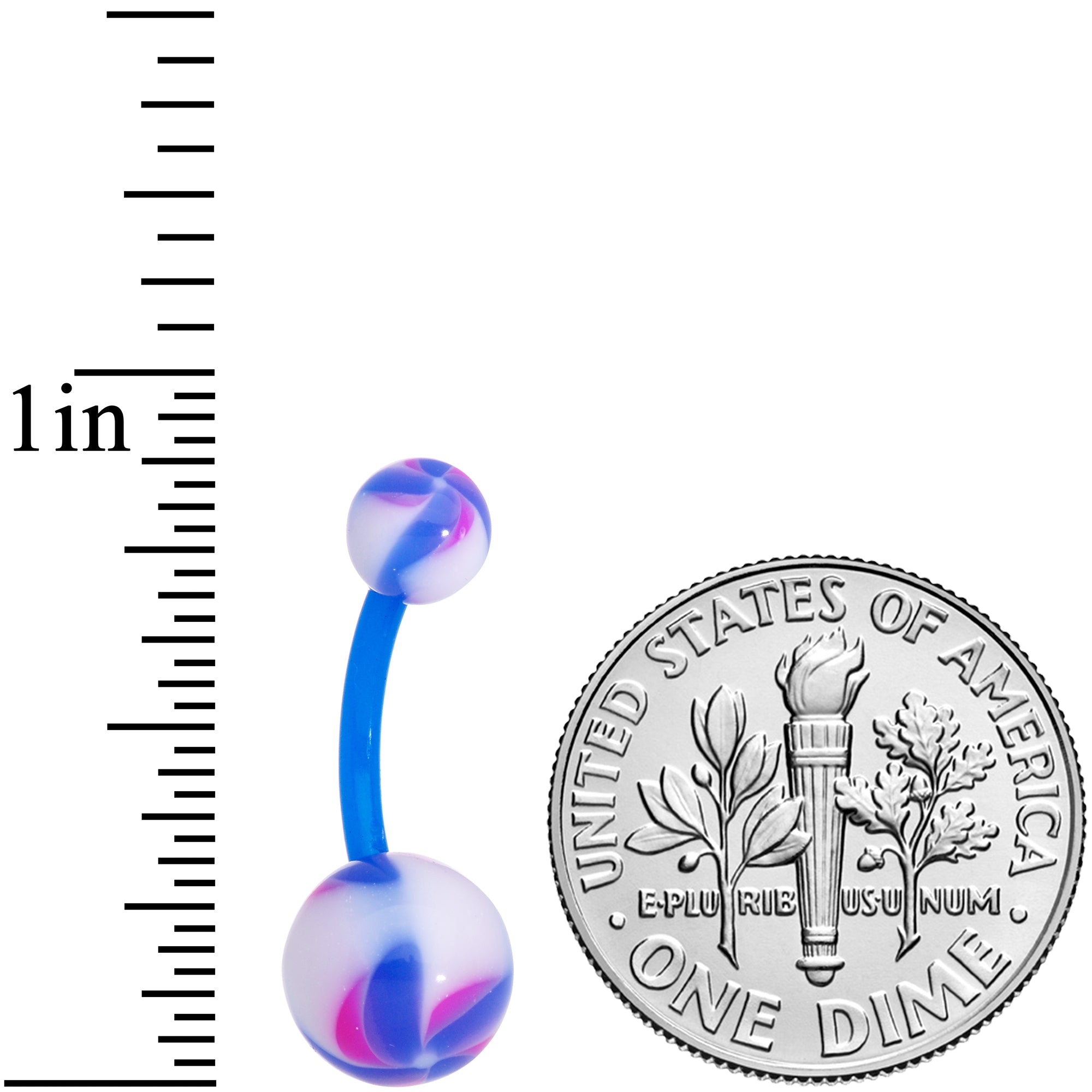 Blue White Purple Swirl Bioplast Belly Ring