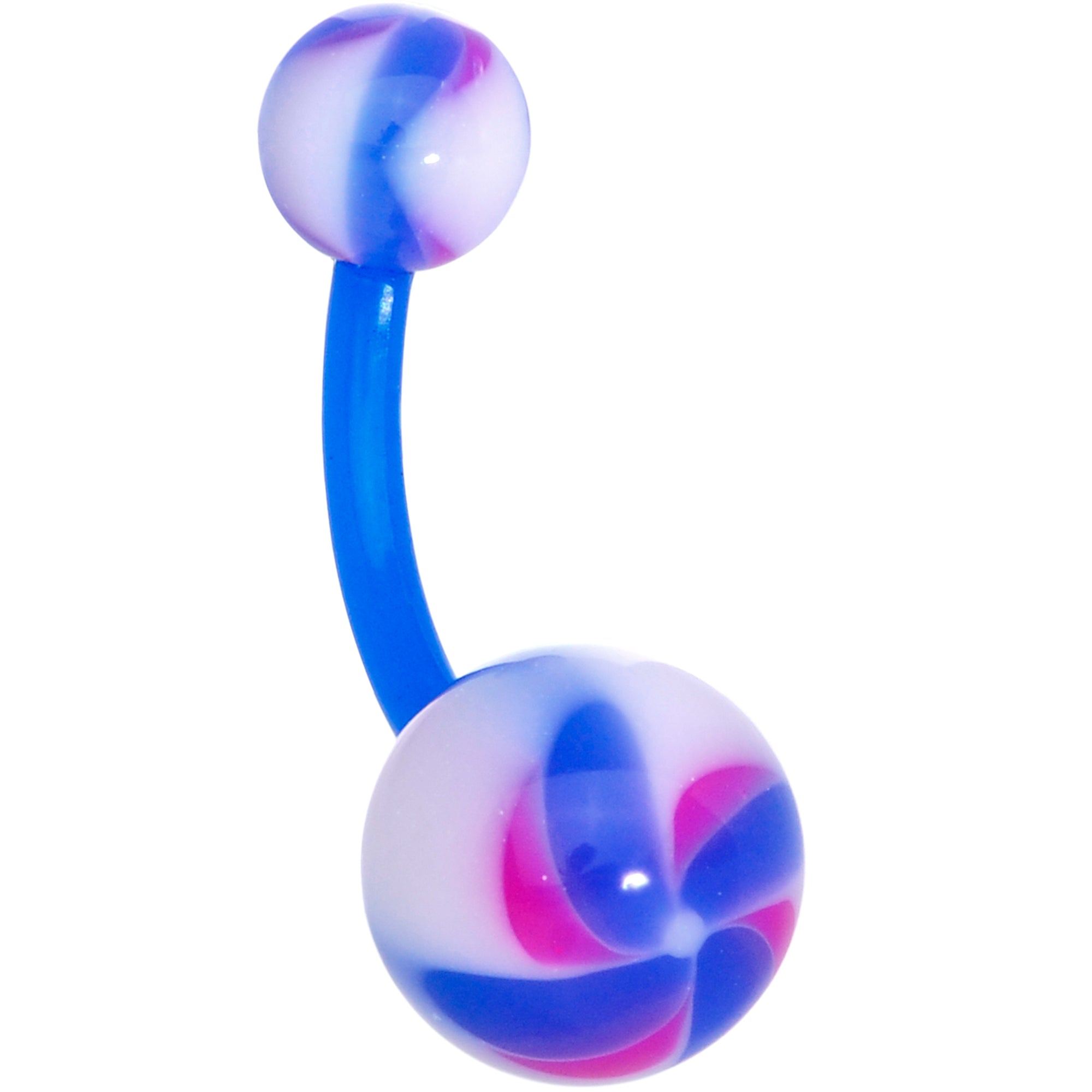 Blue White Purple Swirl Bioplast Belly Ring