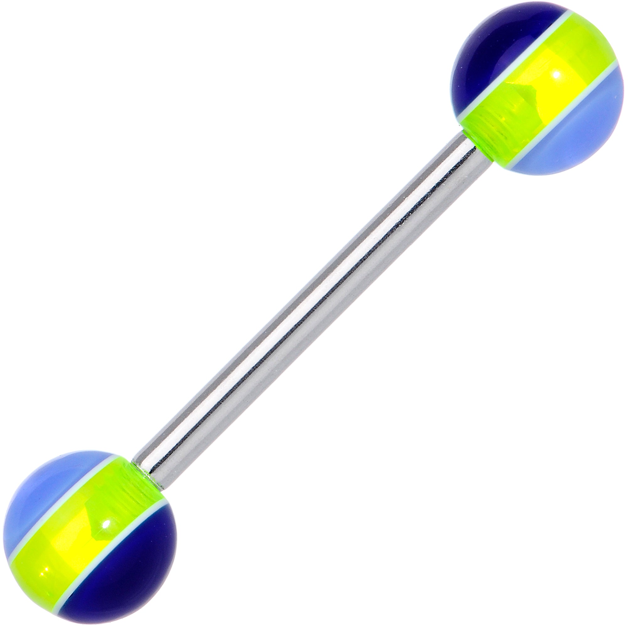 Blue Yellow Beautiful Blues Barbell Tongue Ring