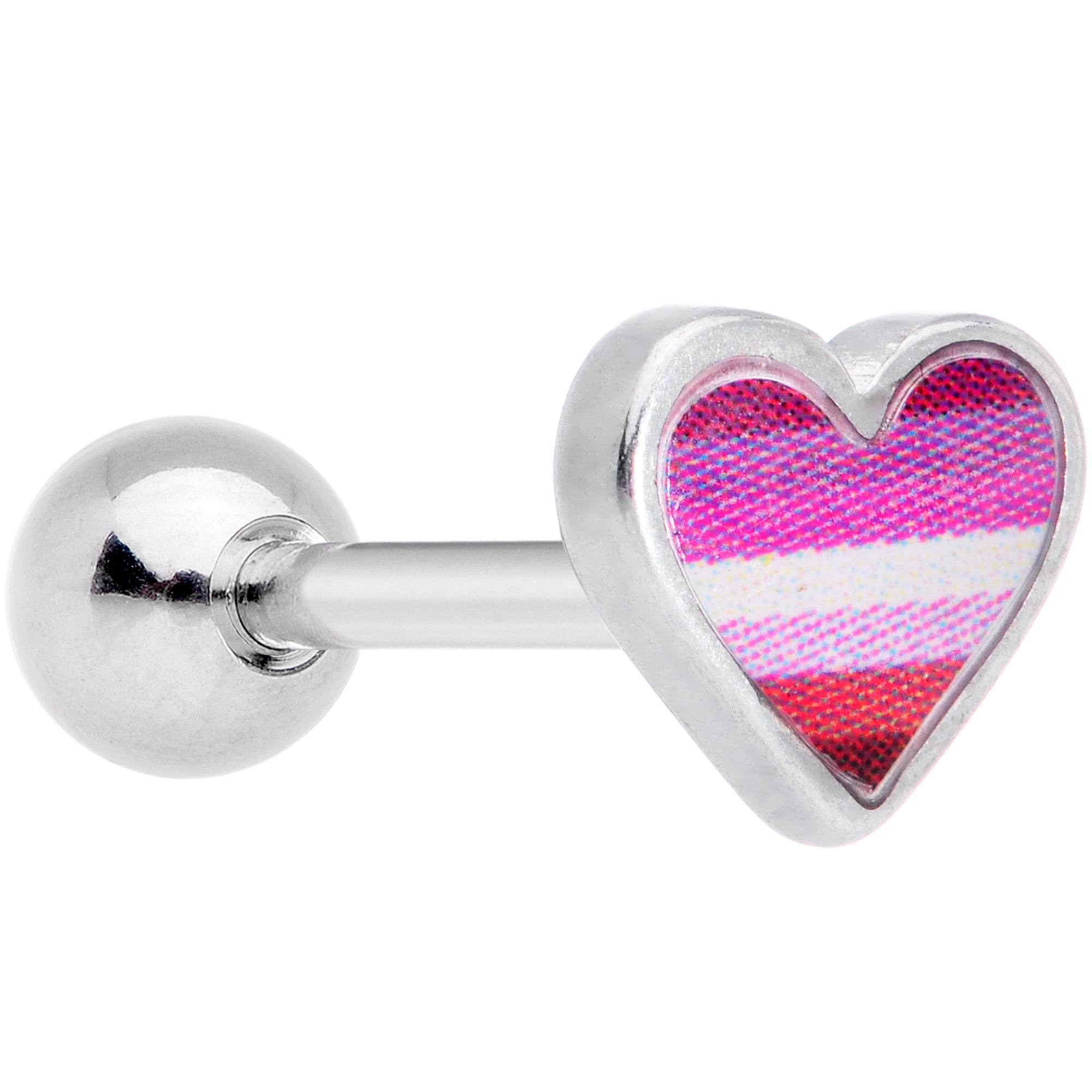 16 Gauge 1/4 Lesbian Pride Heart Cartilage Tragus Earring