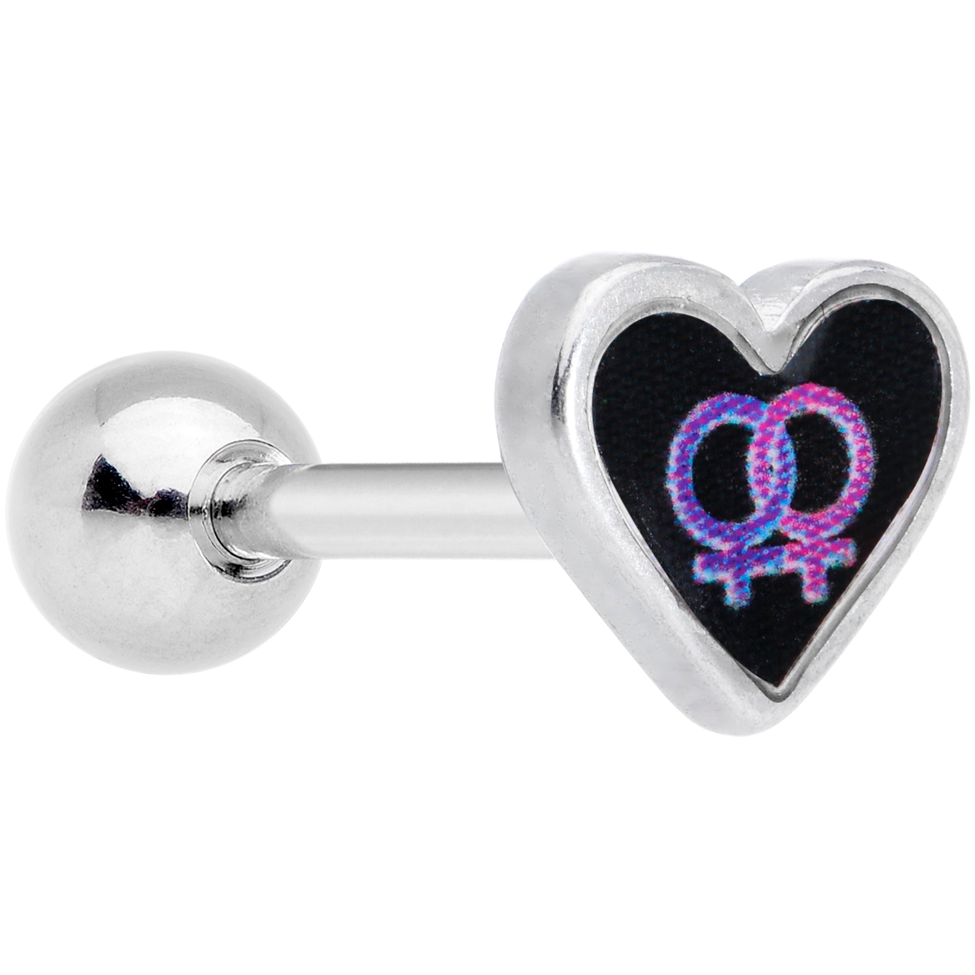 16 Gauge 1/4 Lesbian Love Heart Cartilage Tragus Earring