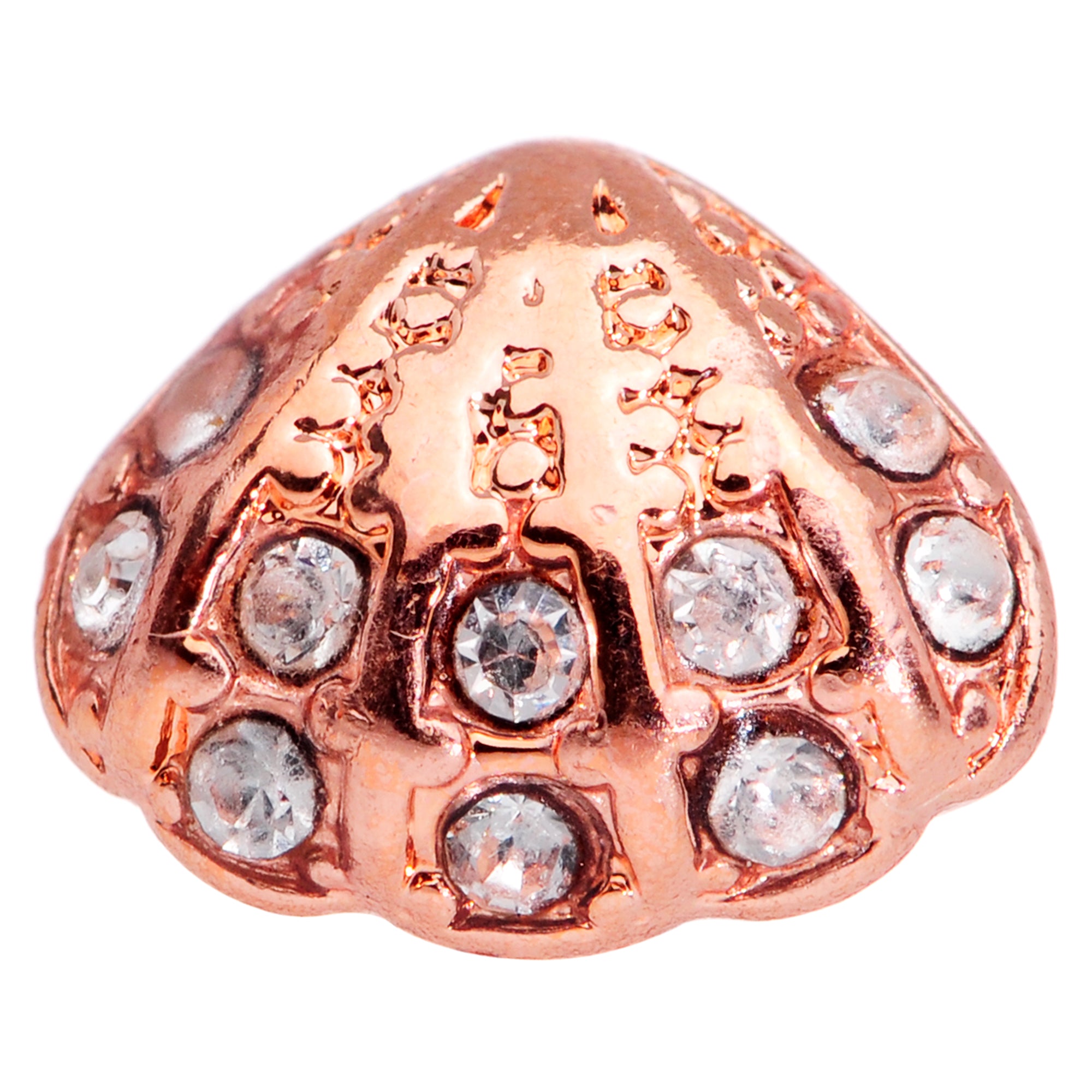 20 Gauge 1/4 Clear Gem Rose Gold Tone Shell Nose Bone