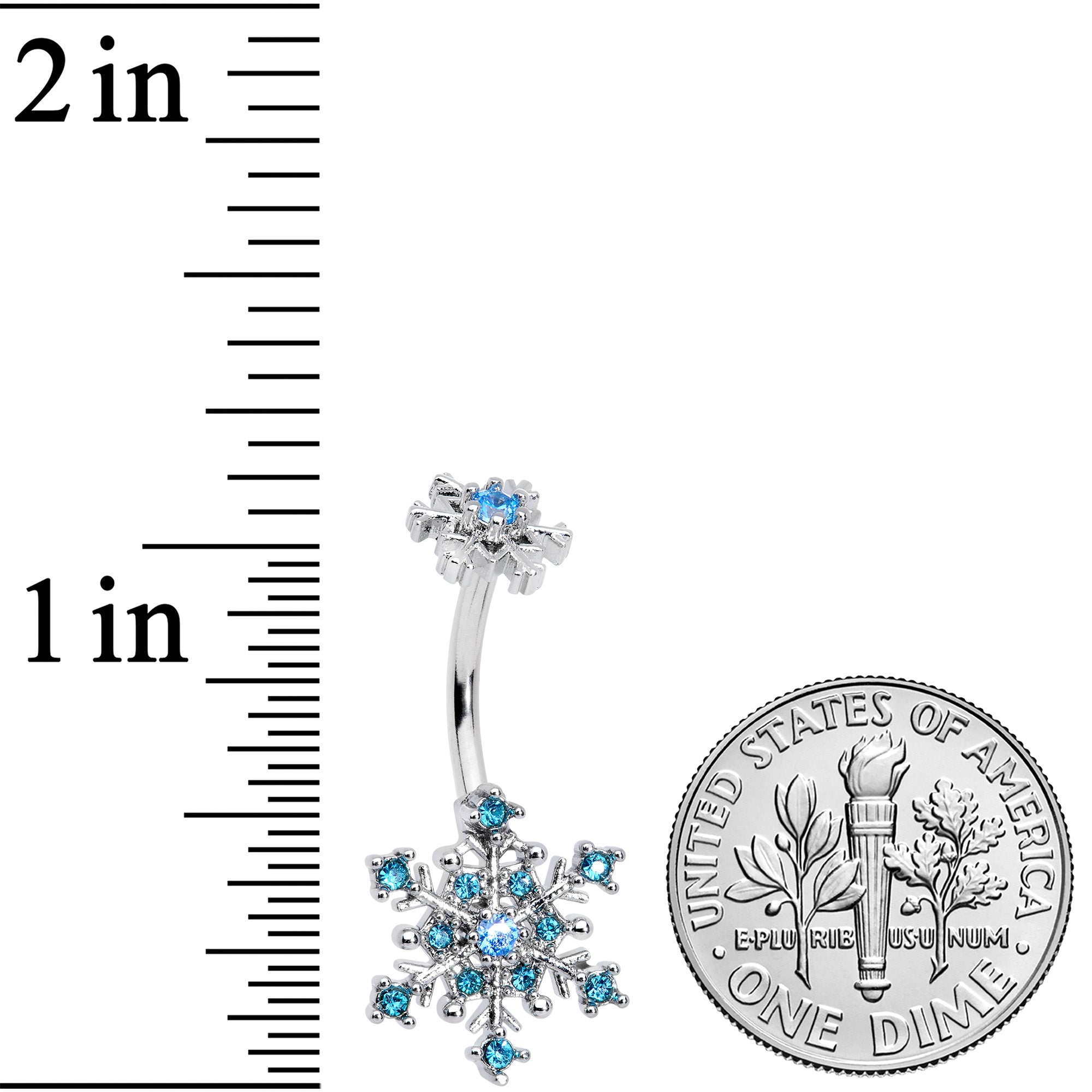 Aqua Gem Snowflake Christmas Double Mount Belly Ring