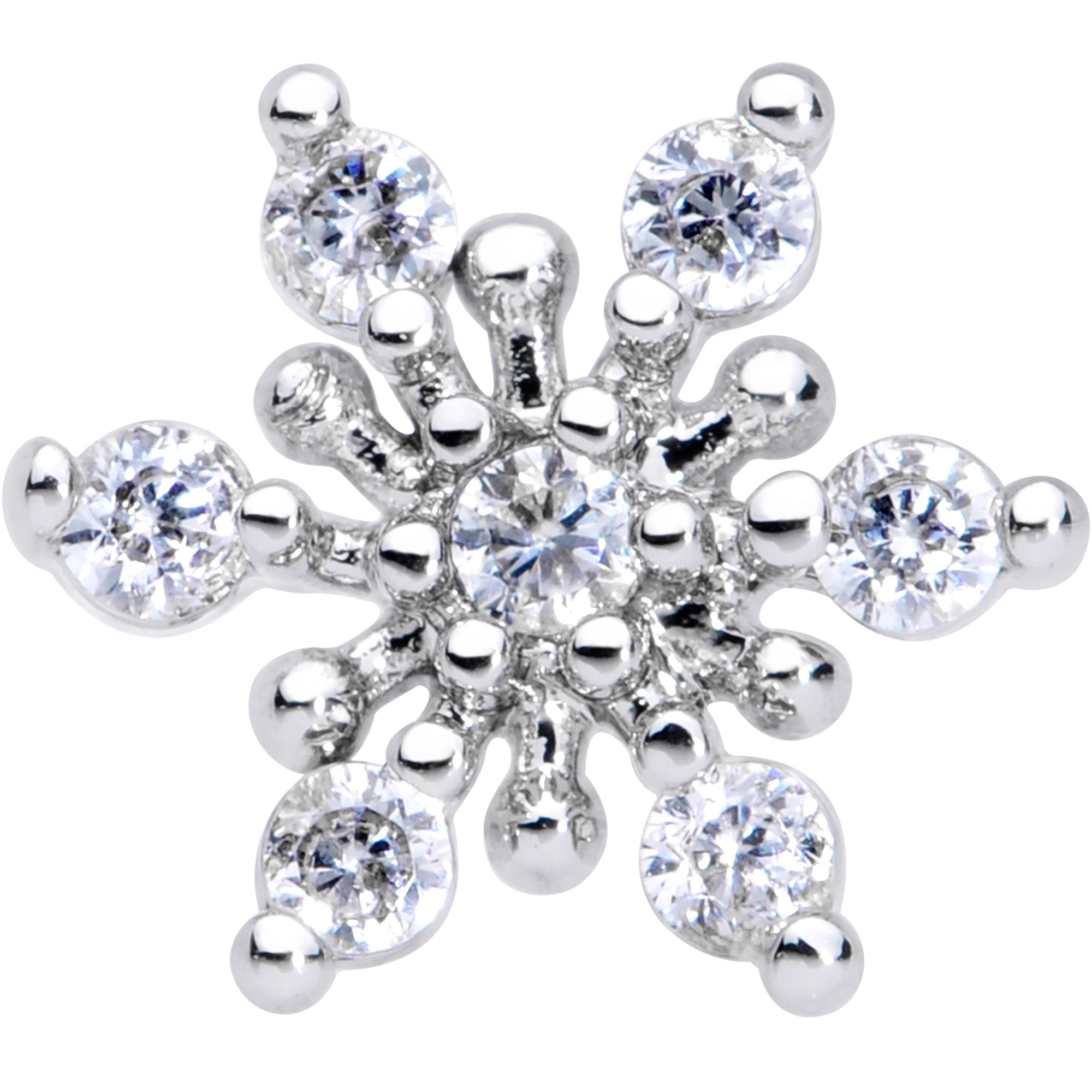 16 Gauge 5/16 Clear CZ Gem Snowflake Christmas Labret Monroe Tragus