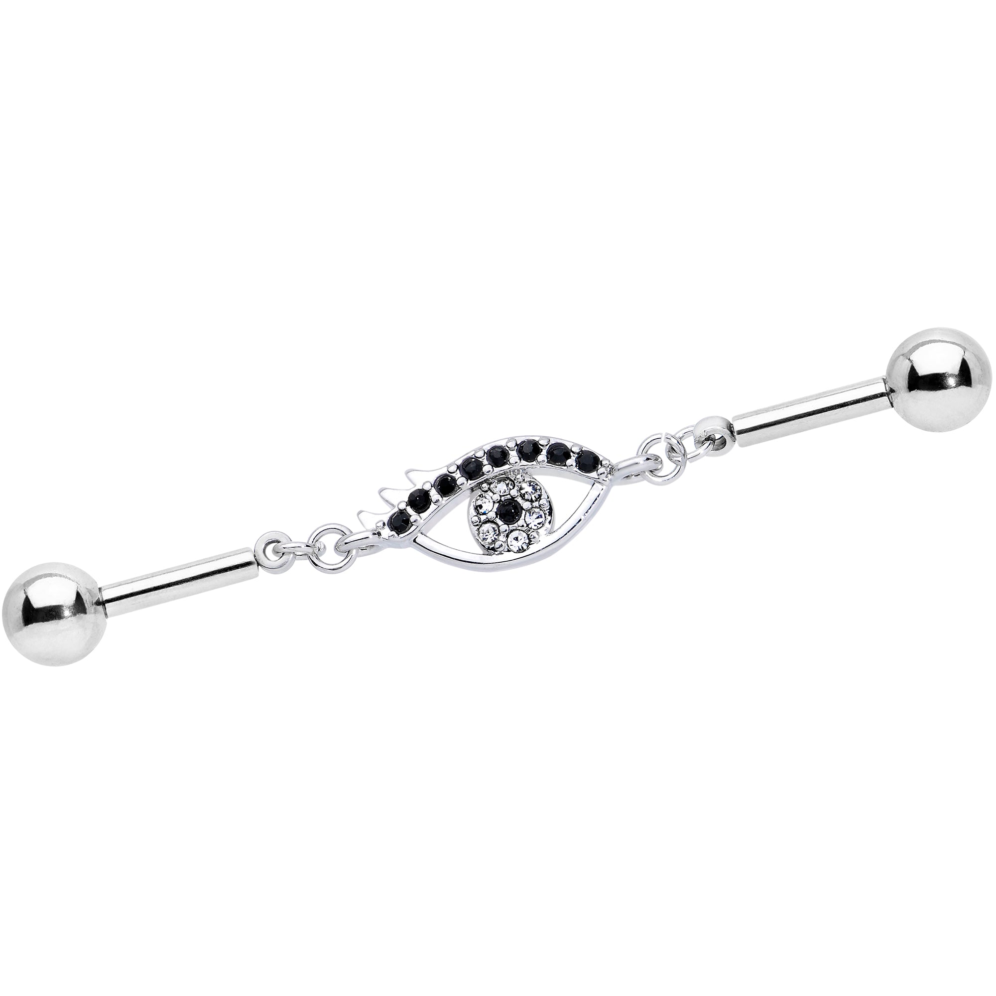 14 Gauge Clear Black Gem Wide Eye Double Industrial Barbell 40mm