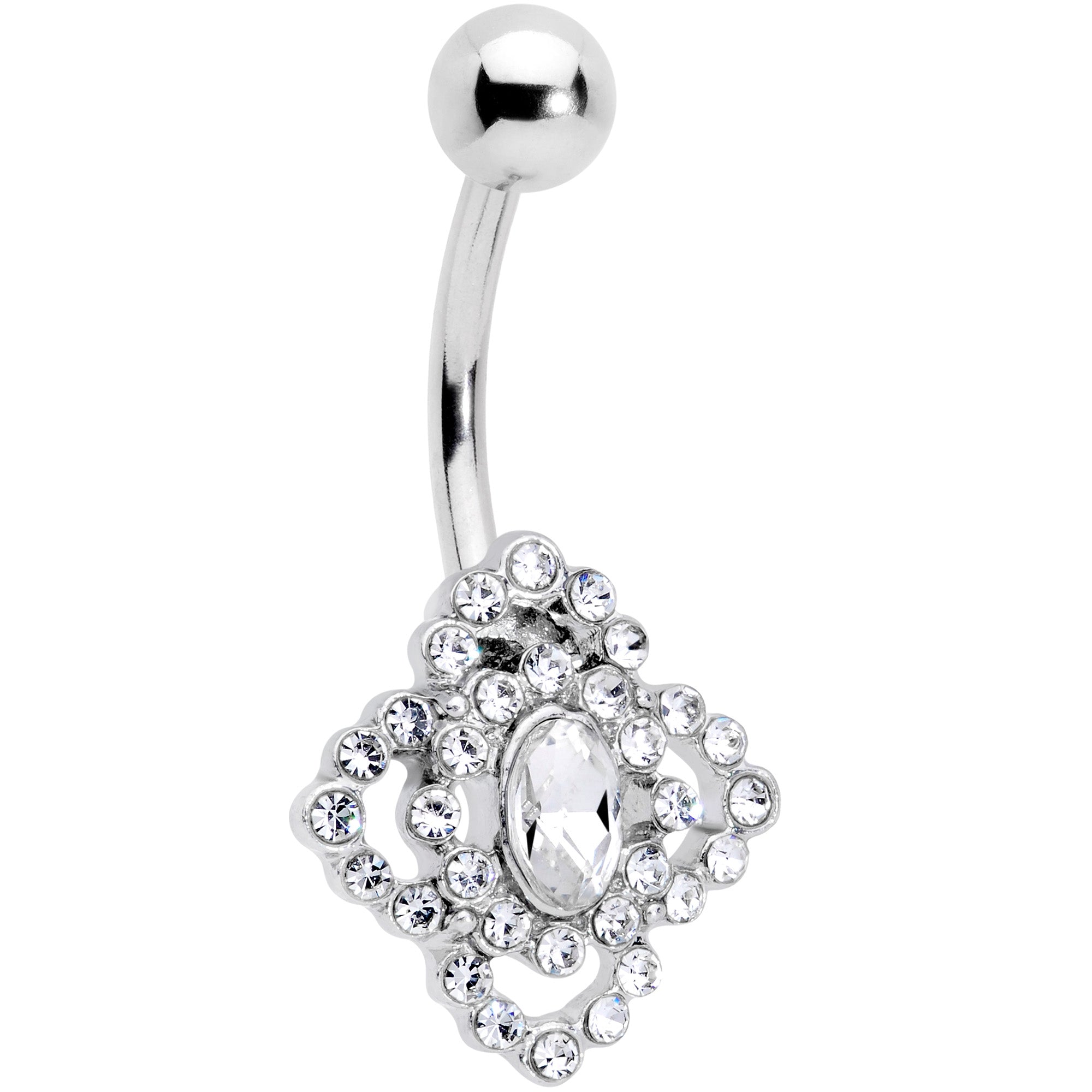 Clear Gem Retro Rosette Belly Ring