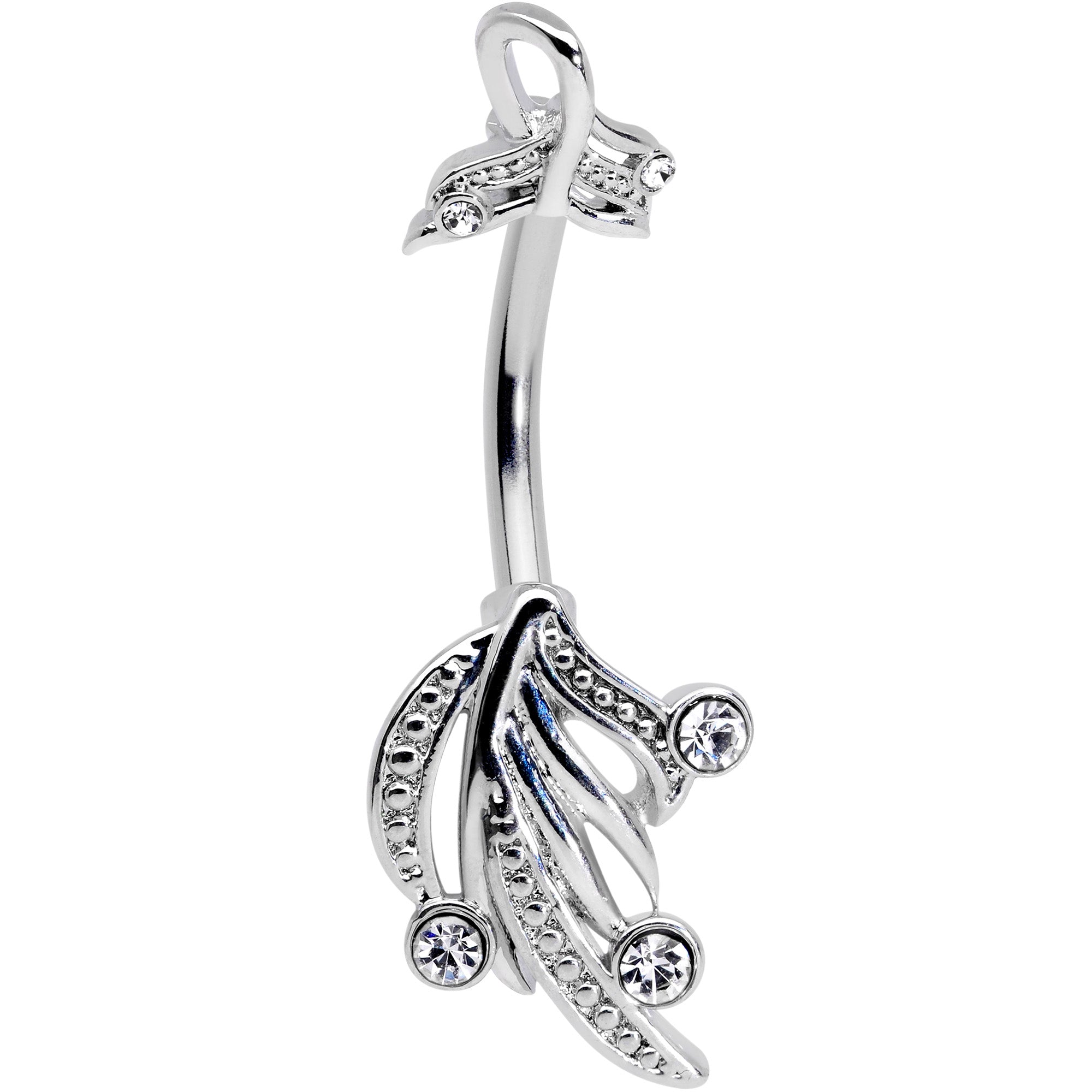 Clear Gem Elegant Swirl Belly Ring