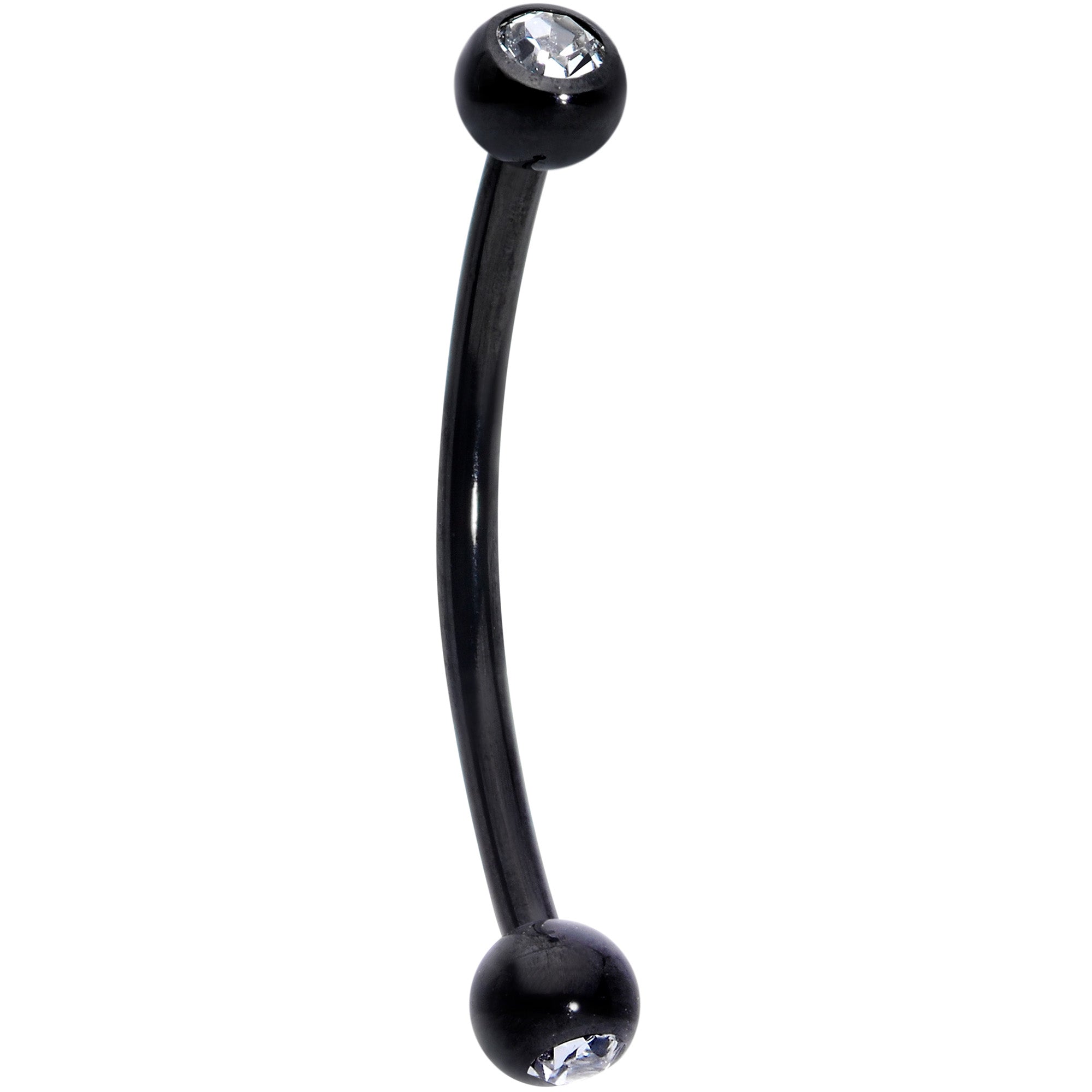 16 Gauge 9/16 Clear Gem Ball End Black Curved Barbell