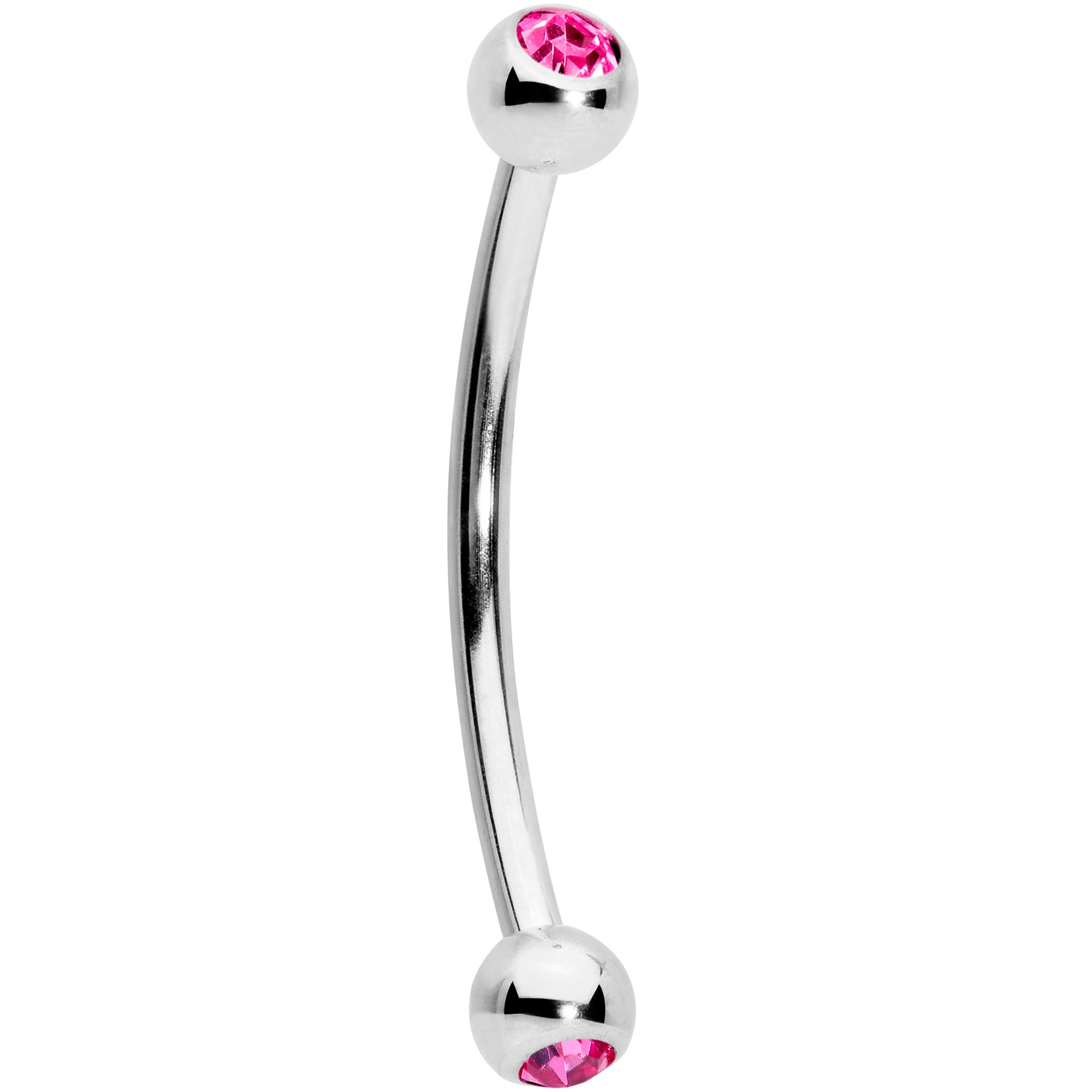 16 Gauge 9/16 Pink Gem Ball End Curved Barbell