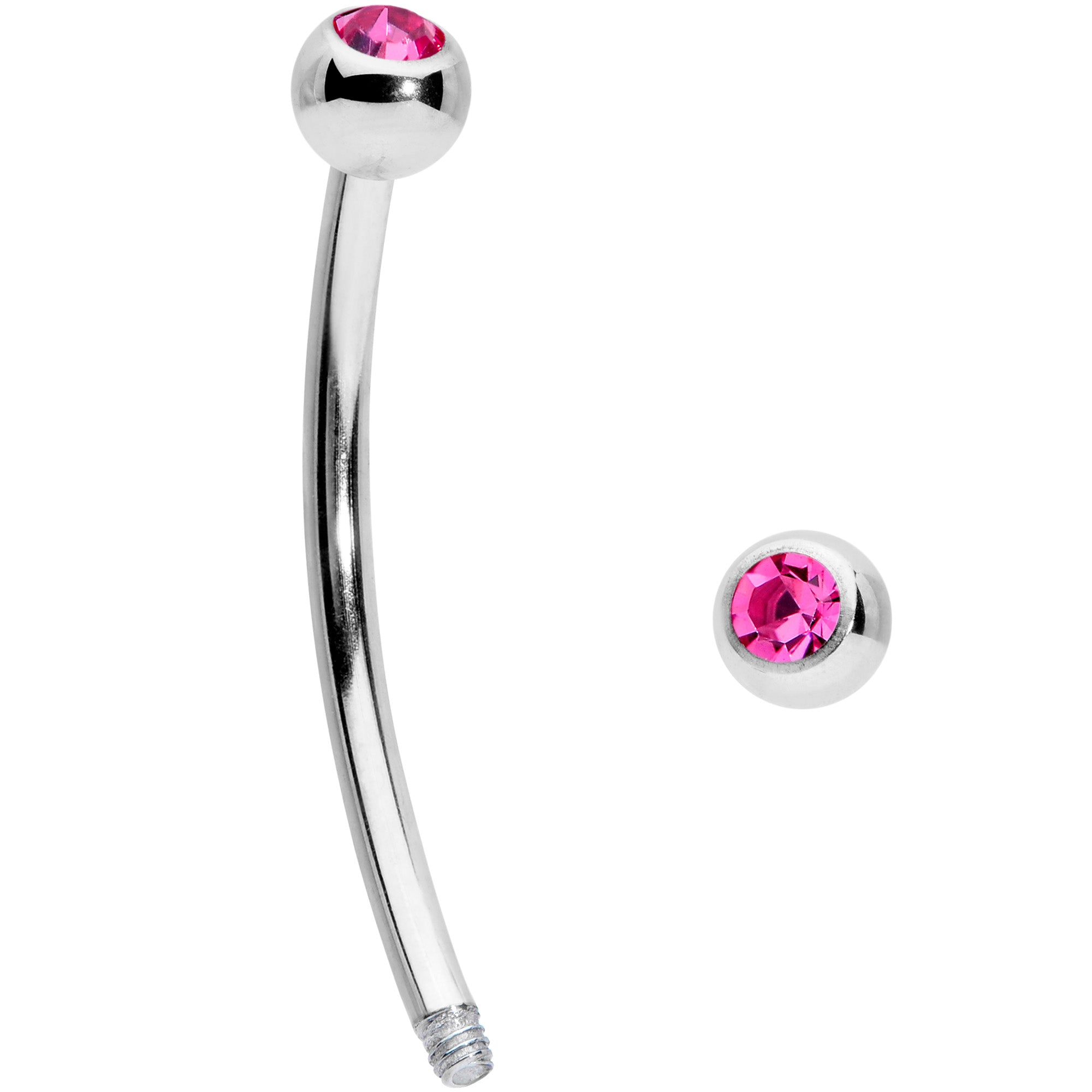 16 Gauge 9/16 Pink Gem Ball End Curved Barbell