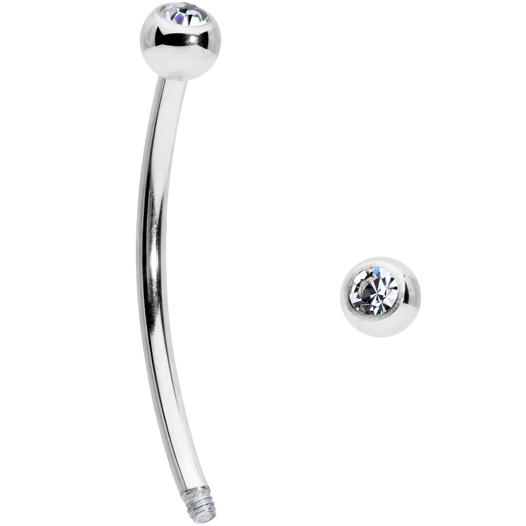 16 Gauge 5/8 Clear Gem Ball End Curved Barbell