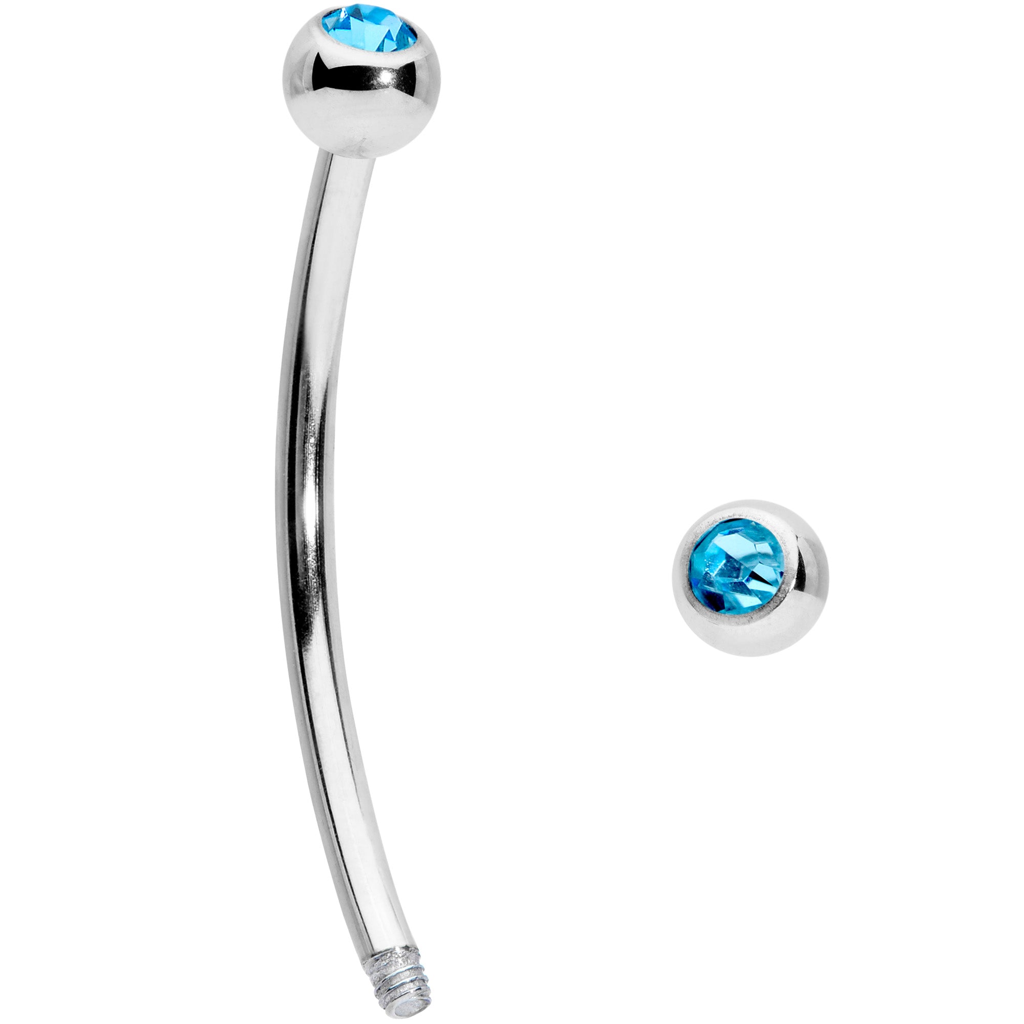 16 Gauge 5/8 Aqua Gem Ball End Curved Barbell