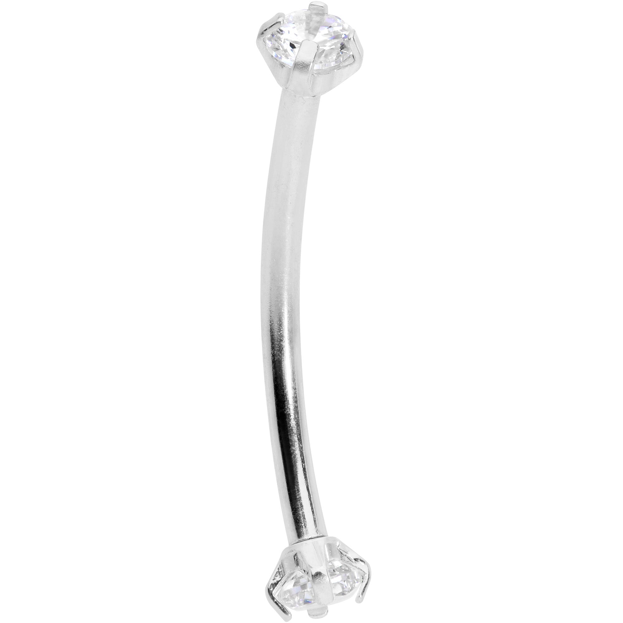 16 Gauge 9/16 Clear CZ Gem End Curved Barbell