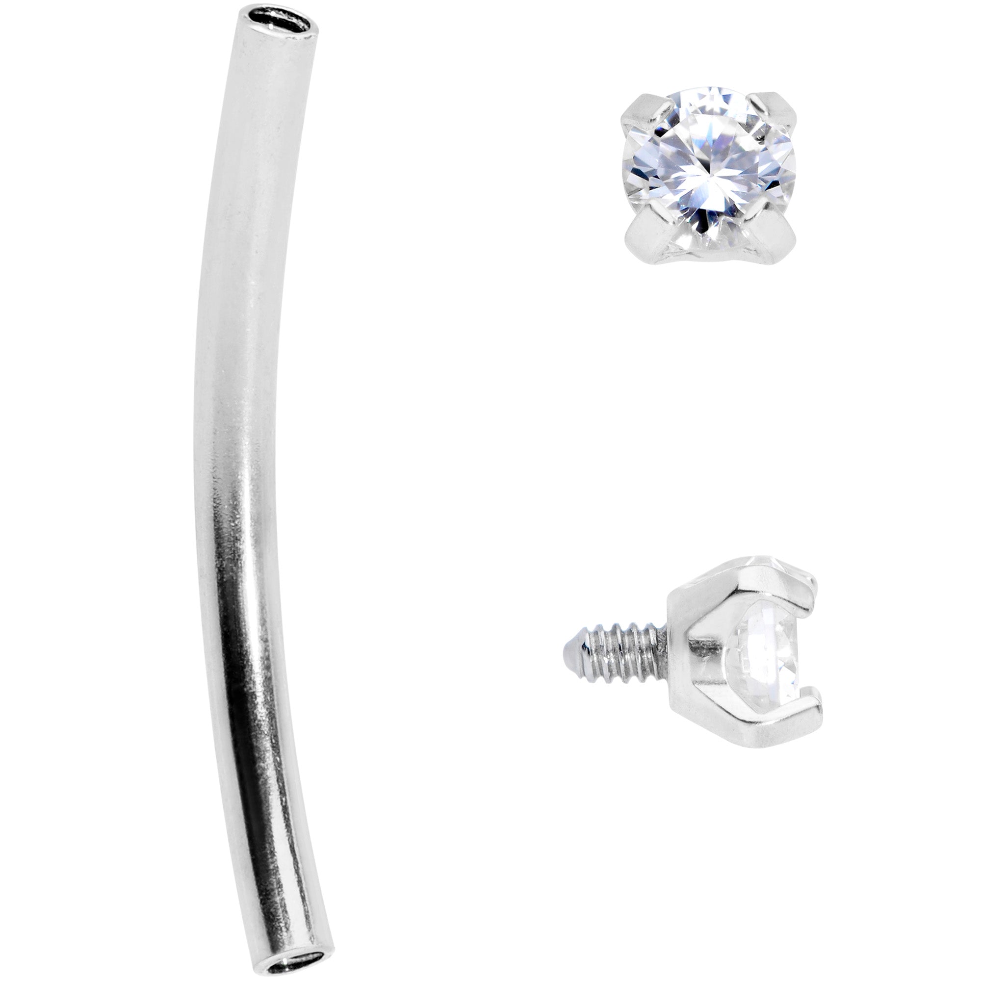 16 Gauge 9/16 Clear CZ Gem End Curved Barbell