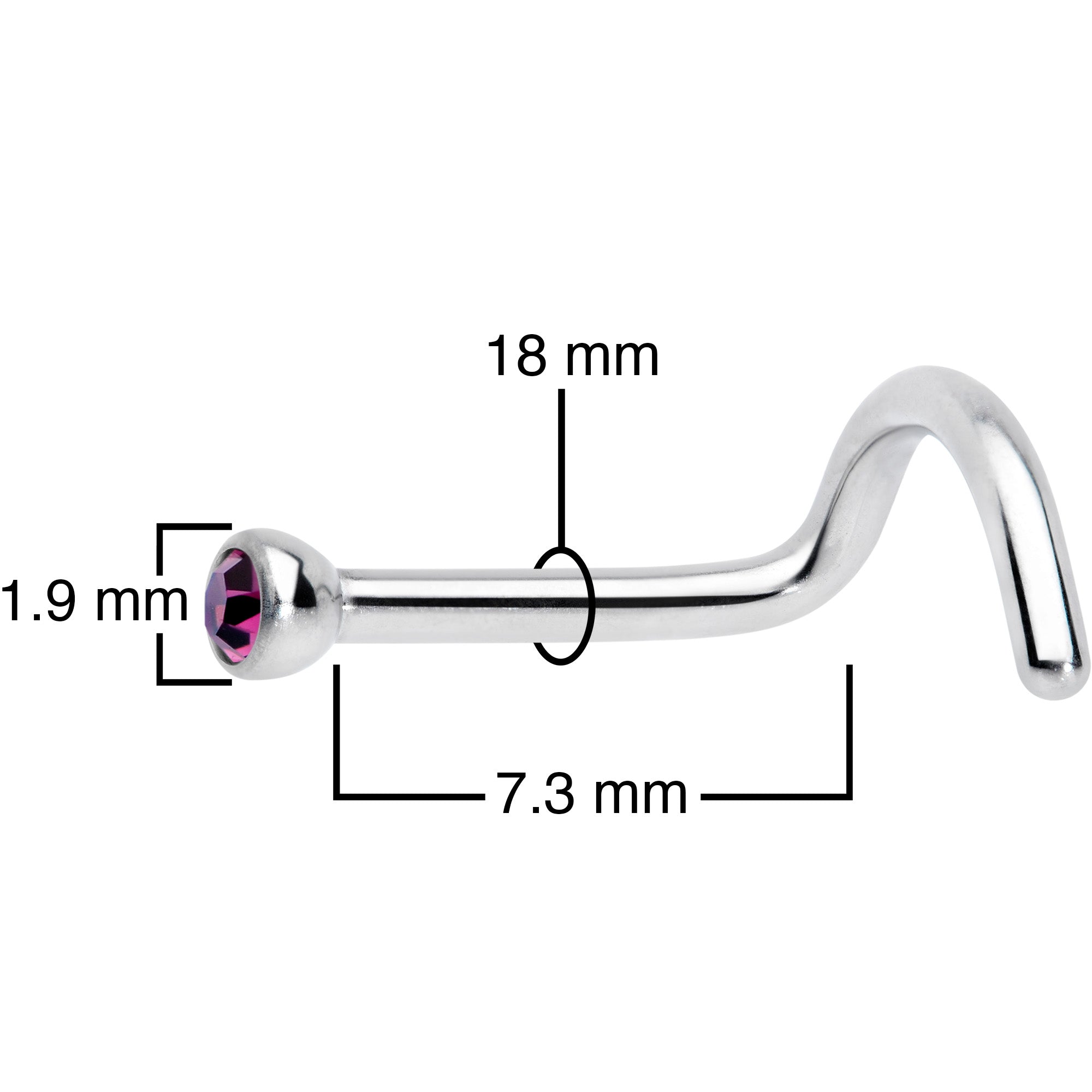 18 Gauge Purple 2mm Grade 23 Titanium Press Fit Left Nose Ring Screw