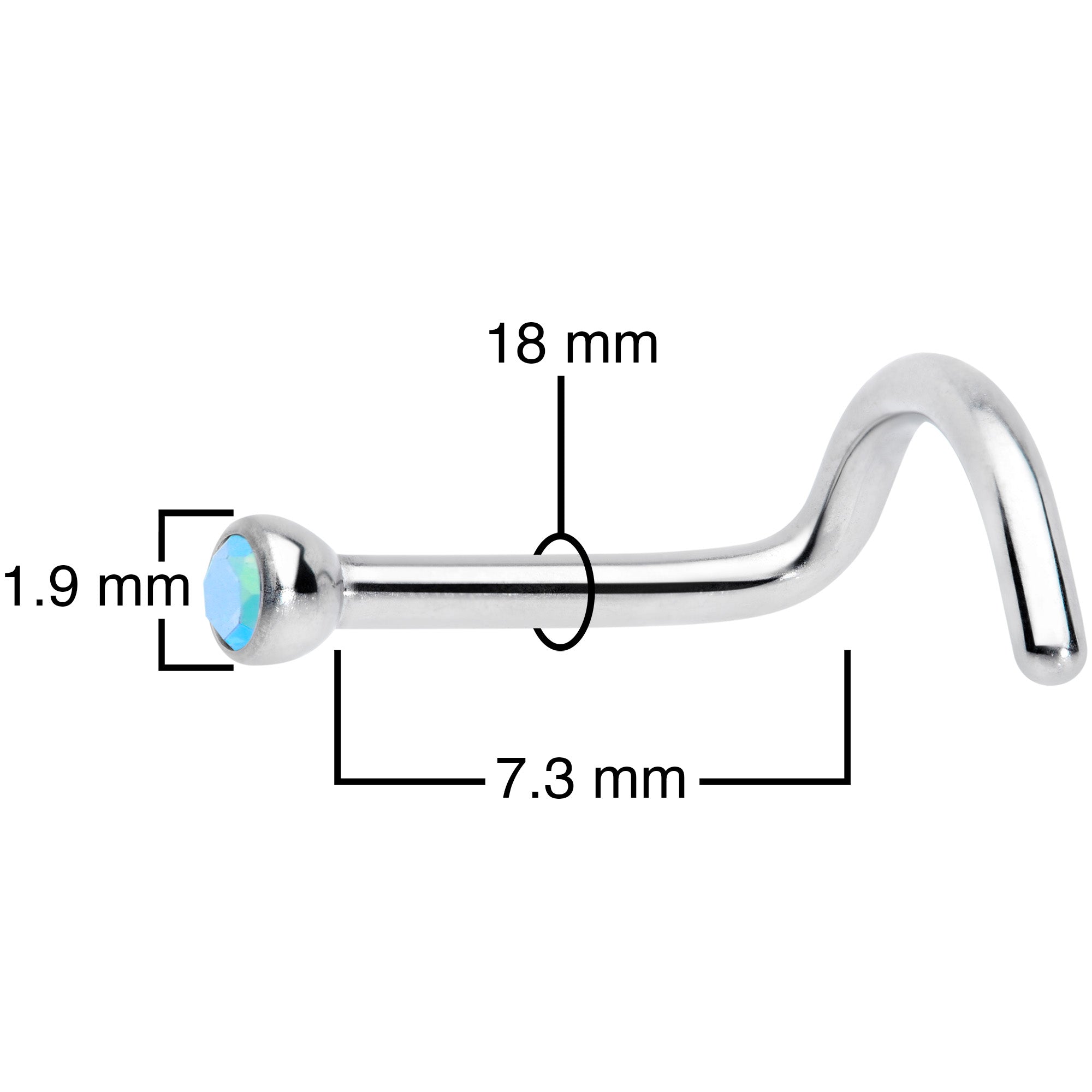 18 Gauge Aurora 2mm Grade 23 Titanium Press Fit Left Nose Ring Screw