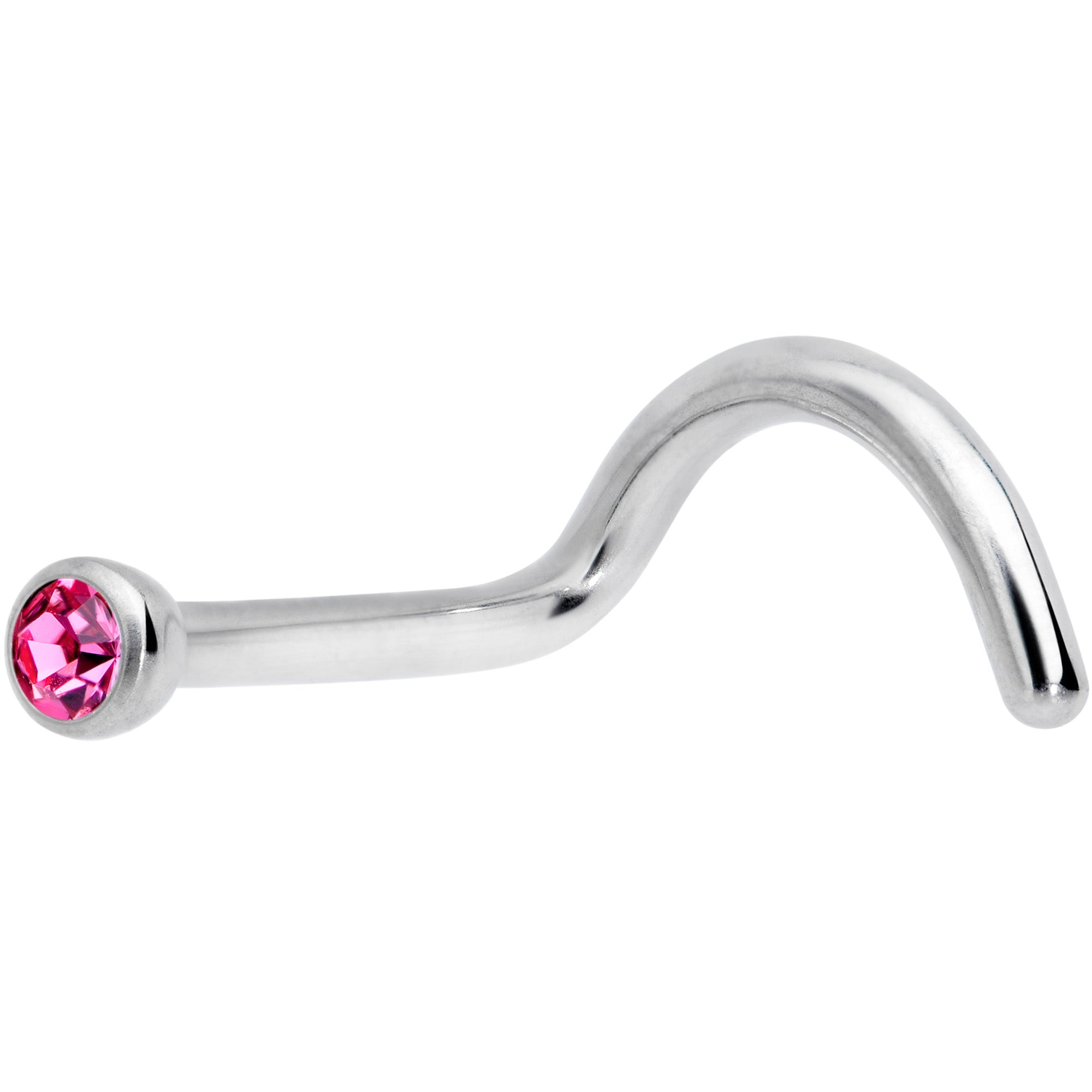 18 Gauge Pink 2mm Grade 23 Titanium Press Fit Left Nose Ring Screw