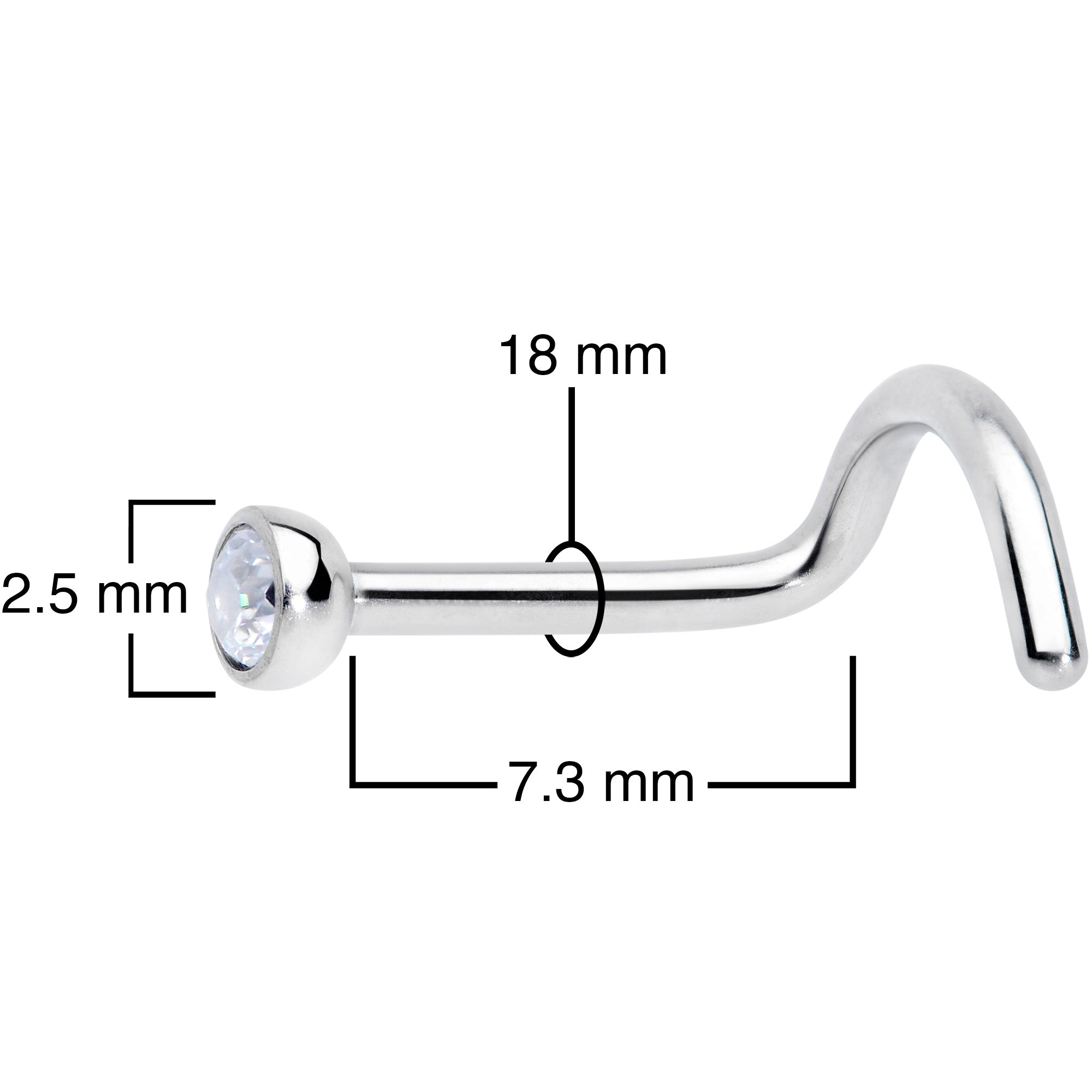 18 Gauge Clear 2.5mm Grade 23 Titanium Press Fit Left Side Nose Screw