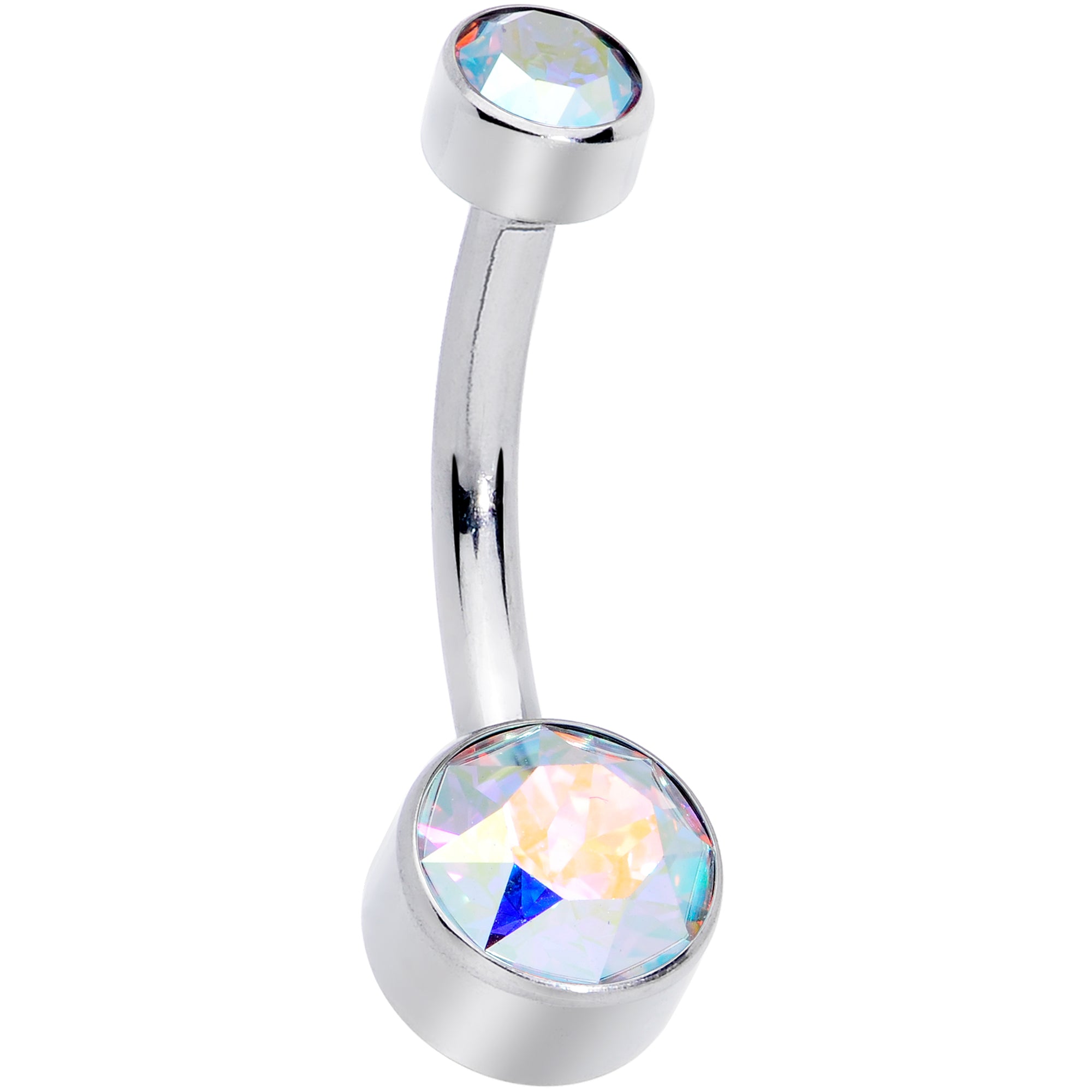 Aurora 6mm Titanium Internal Thread Belly Ring Created with Crystals