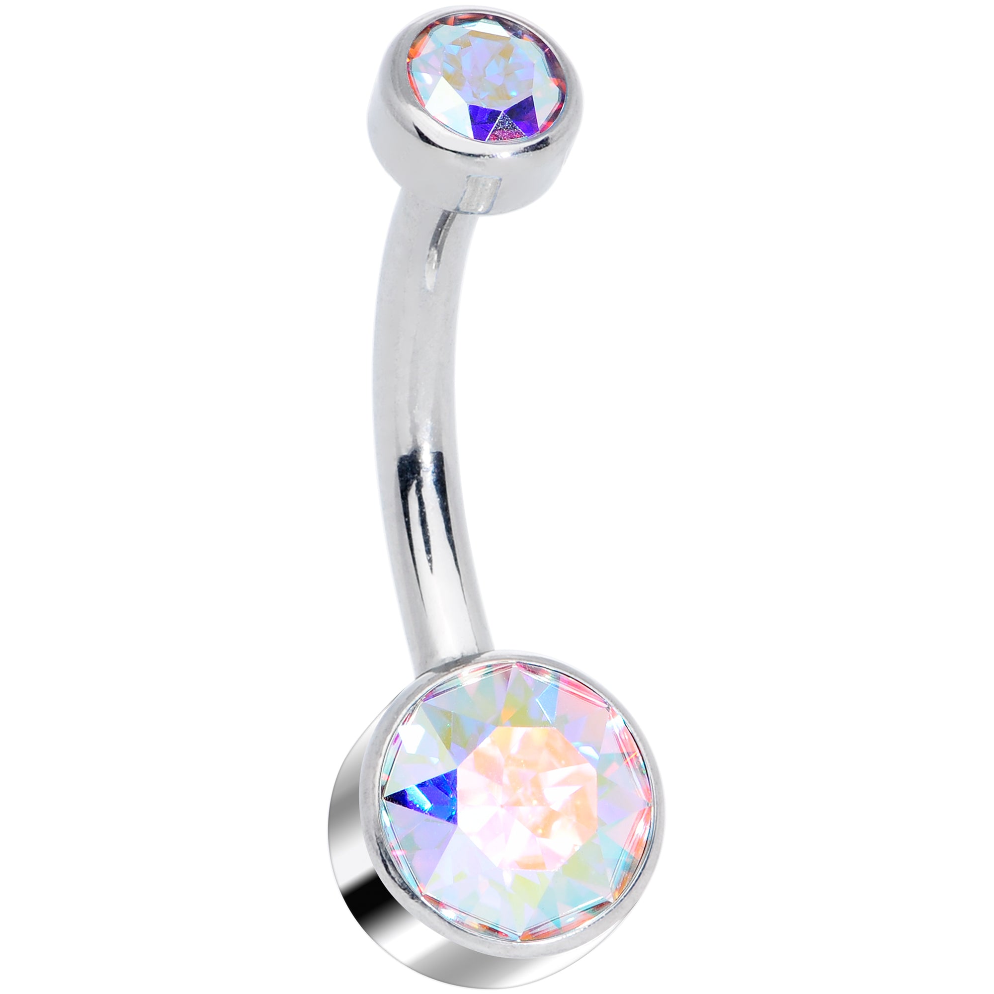 Aurora 6mm Titanium Internal Thread Belly Ring Created with Crystals