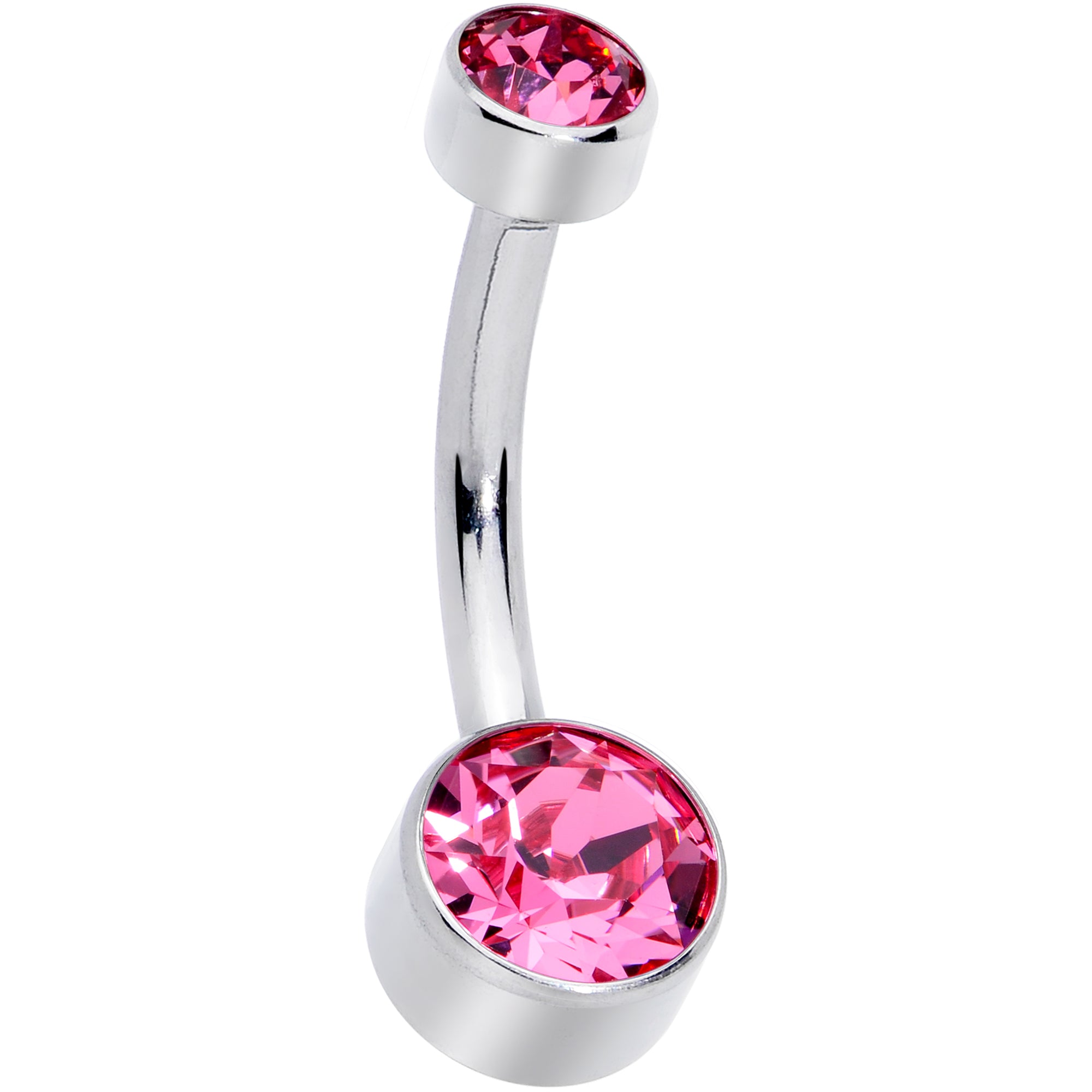 Pink 6mm Titanium Internal Thread Belly Ring Created with Crystals