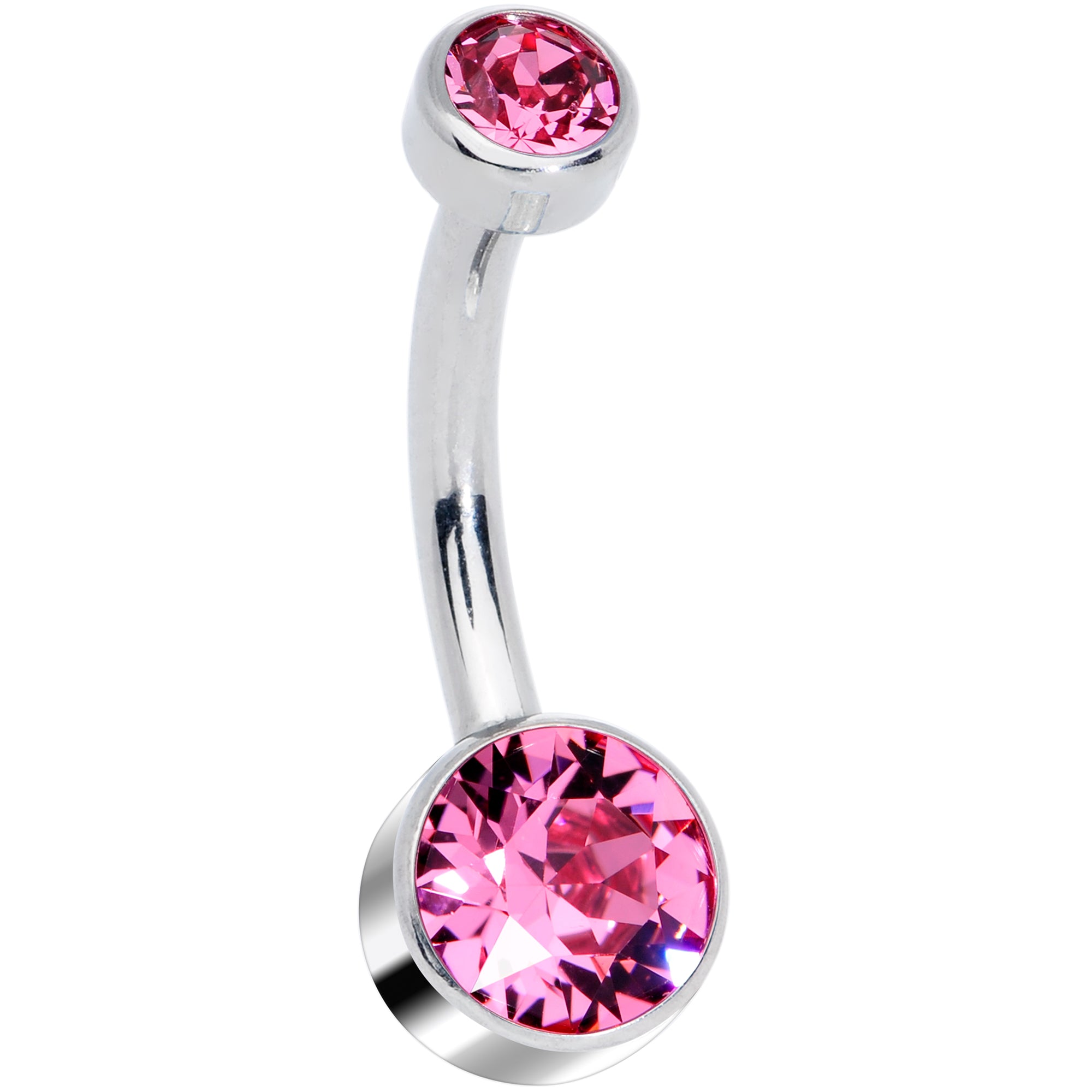 Pink 6mm Titanium Internal Thread Belly Ring Created with Crystals