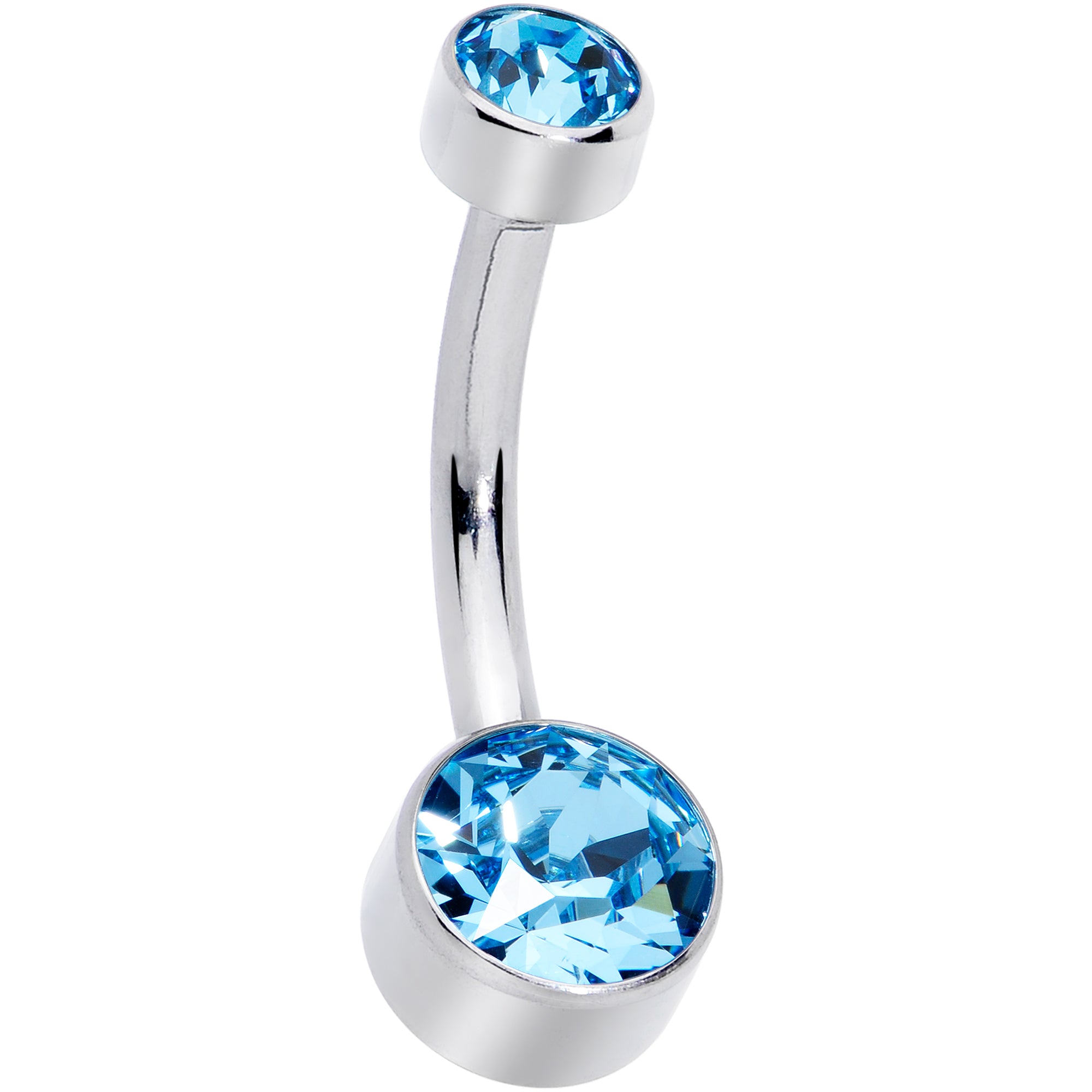 Aqua 6mm Titanium Internal Thread Belly Ring Created with Crystals