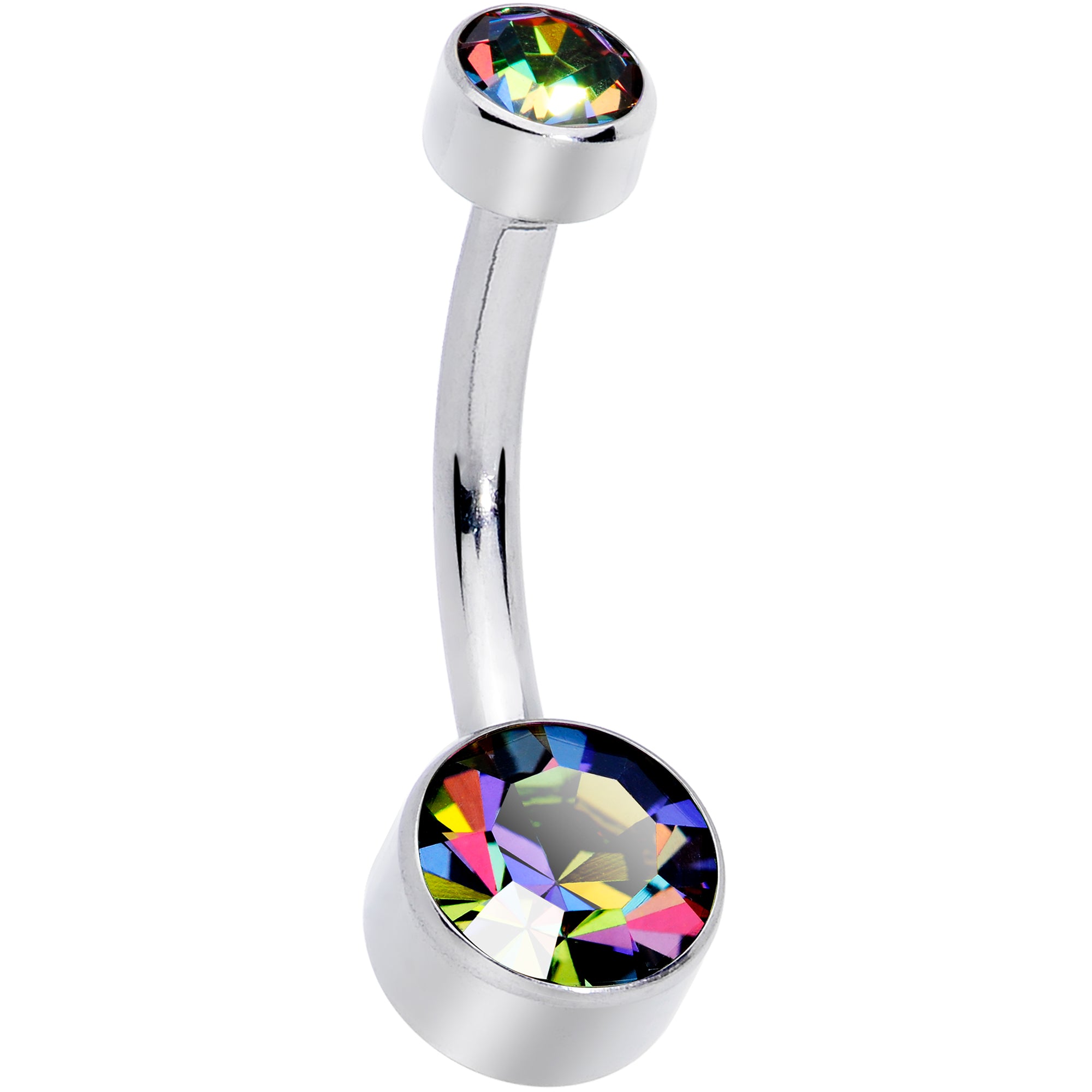 Vitrail 6mm Titanium Internal Thread Belly Ring Created with Crystals