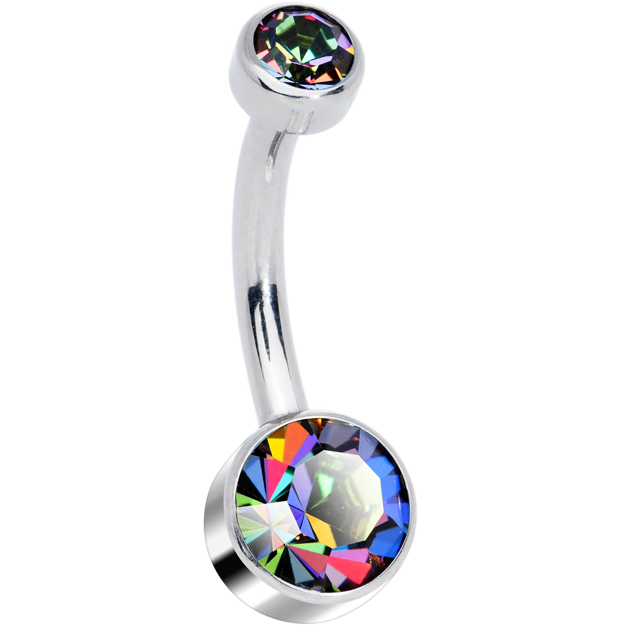 Vitrail 6mm Titanium Internal Thread Belly Ring Created with Crystals