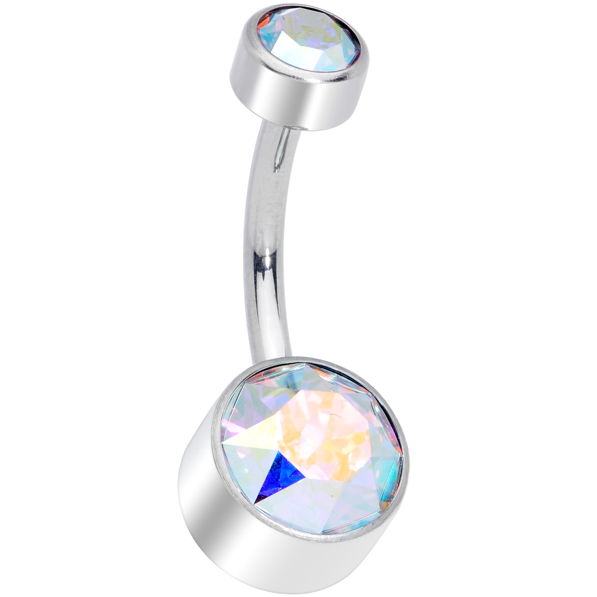 Aurora 8mm Titanium Internal Thread Belly Ring Created with Crystals